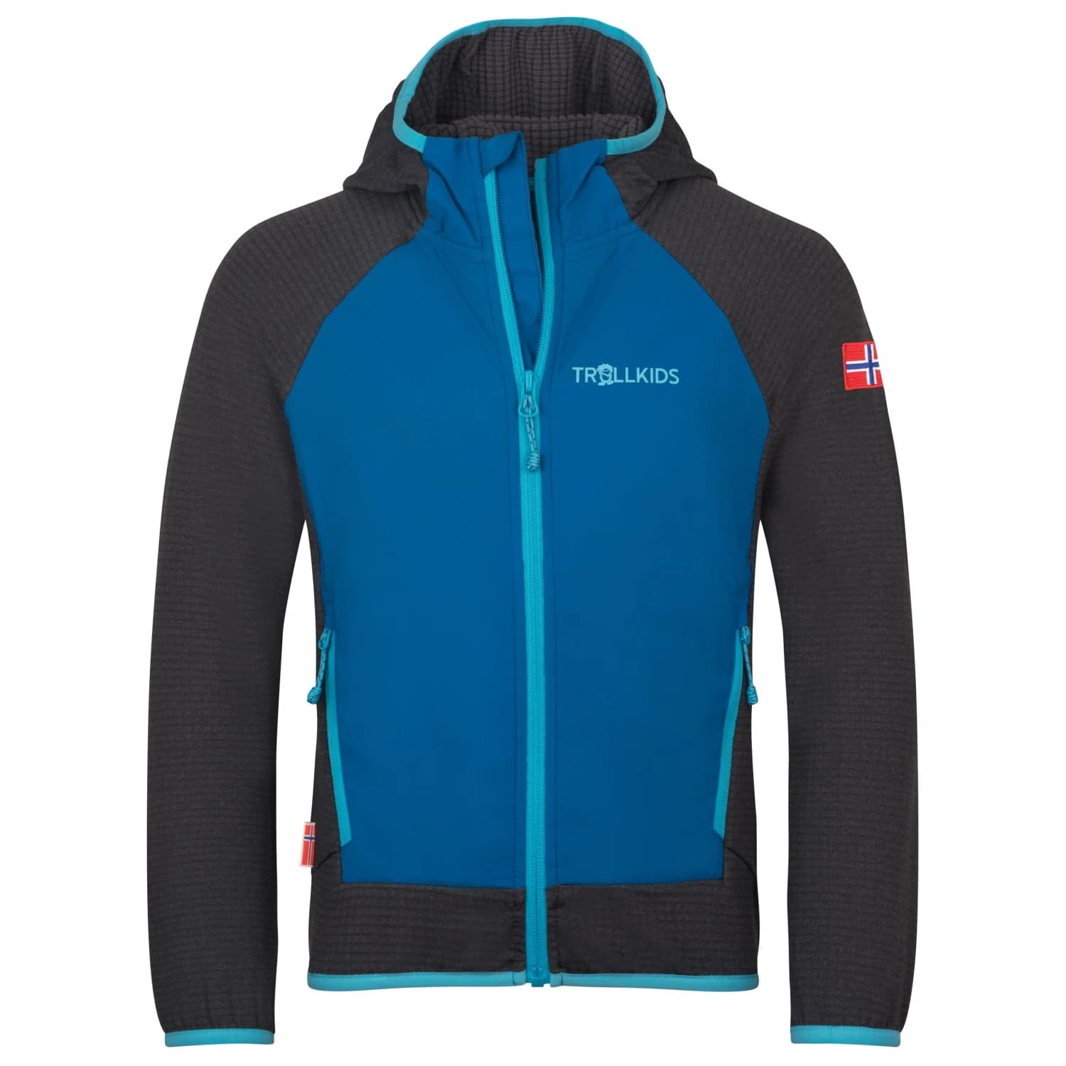 Детско поларено яке Trollkids Kid's Seiland Jacket Fleece jacket - Alpine Blue / Black / Pool Blue