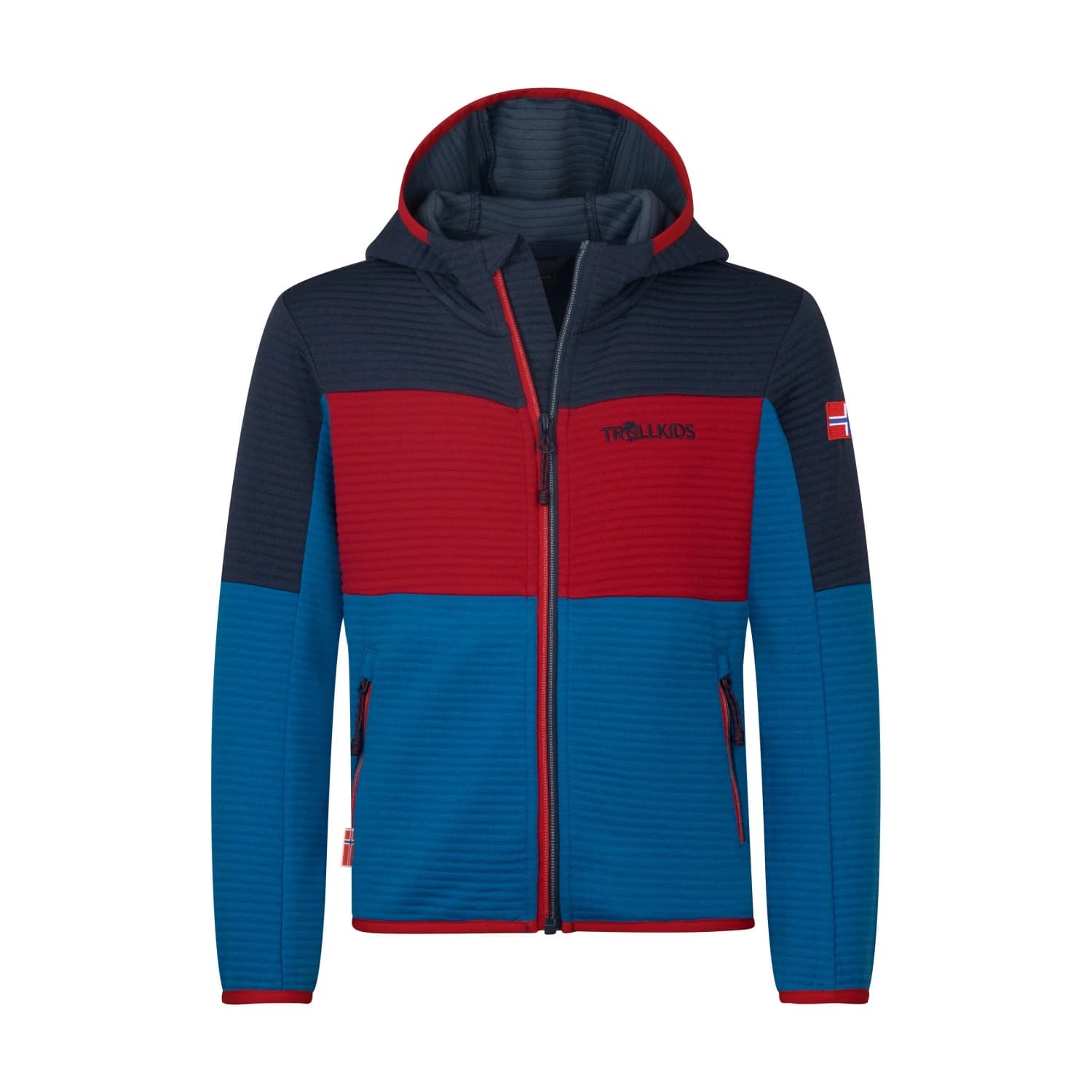 Детско поларено яке Trollkids Kid's Sogndal Jacket XT Fleece jacket - Alpine Blue / Mystic Blue / Bright Red