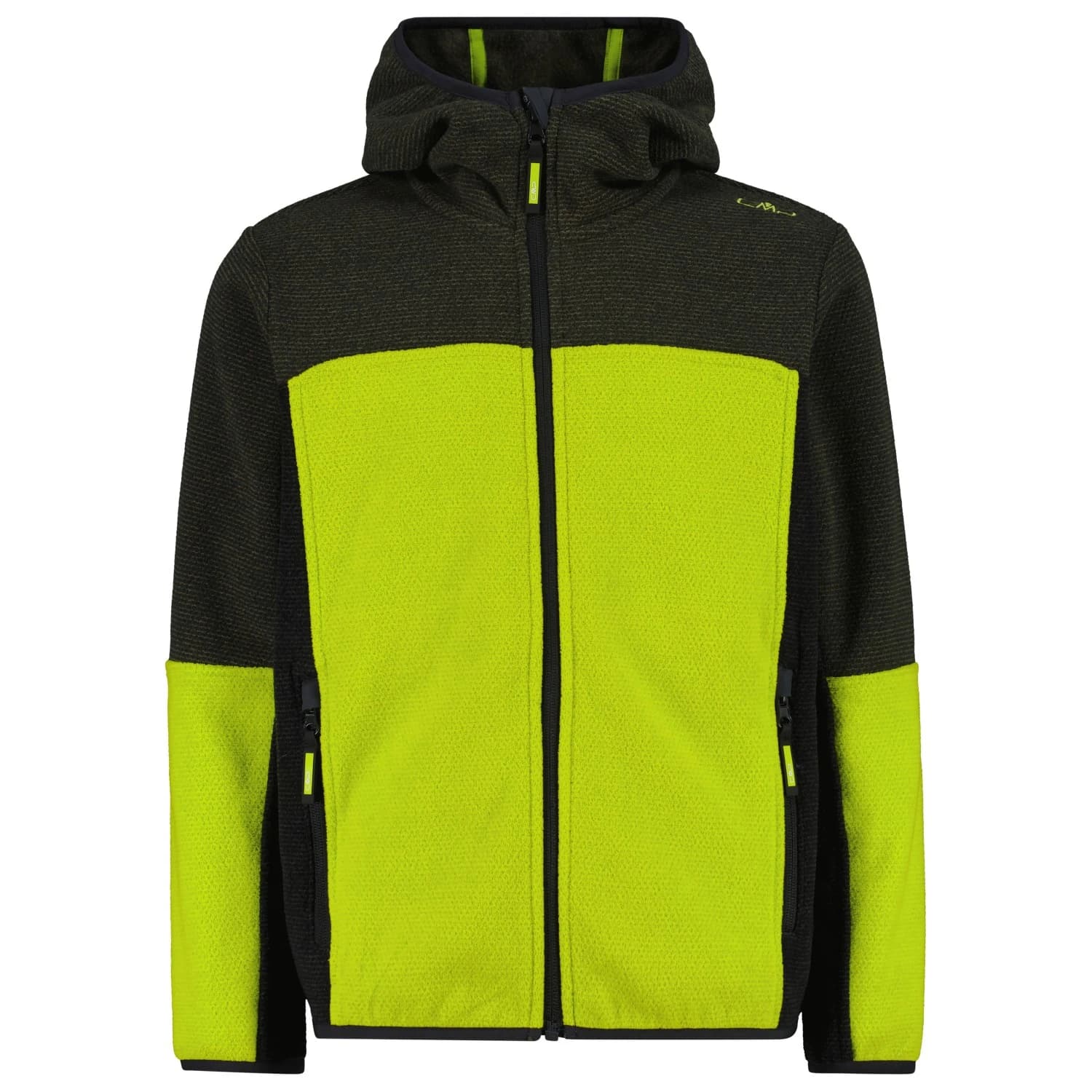 Детско поларено яке CMP Kid's Jacket Fix Hood Jacquard Knitted Fleece jacket - Acido / Olive