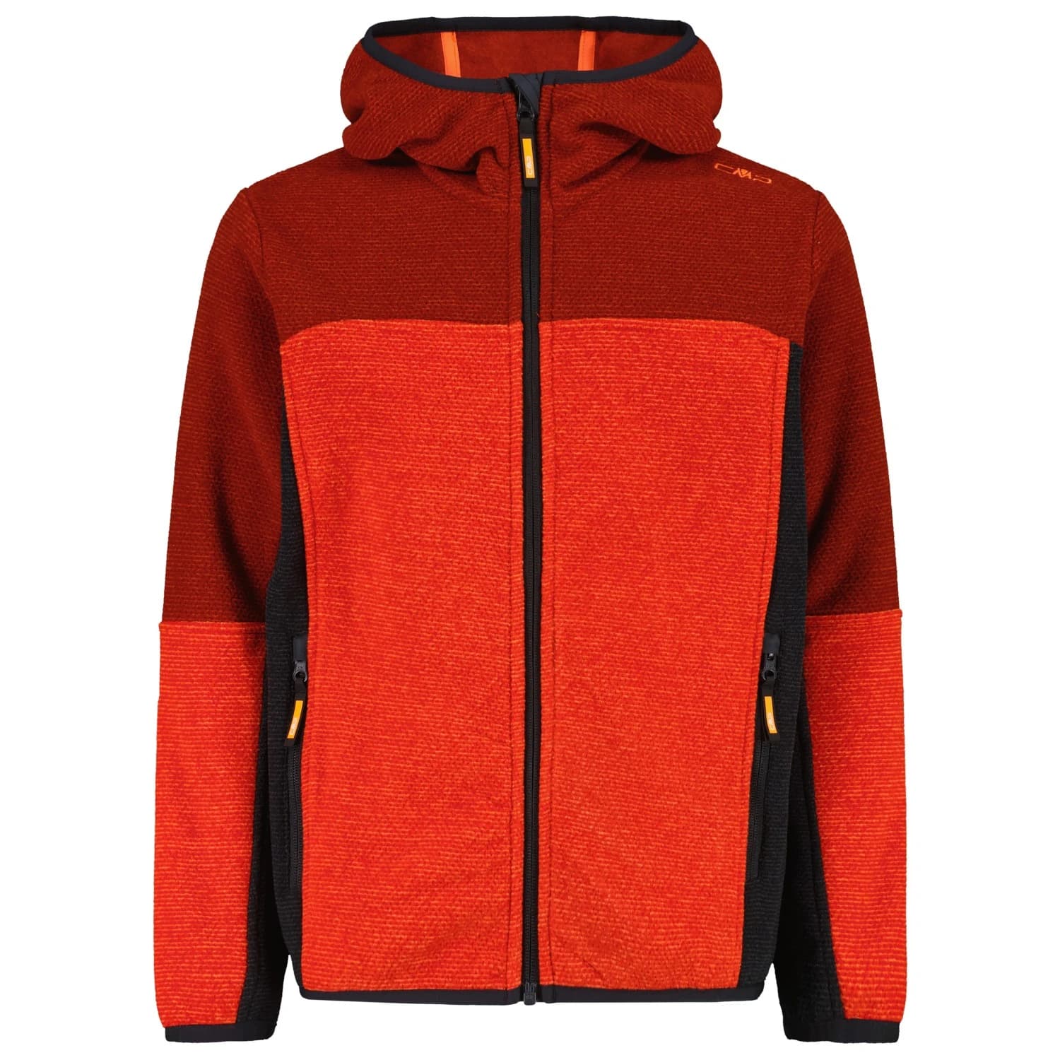 Детско поларено яке CMP Kid's Jacket Fix Hood Jacquard Knitted Fleece jacket - Flame / Brick
