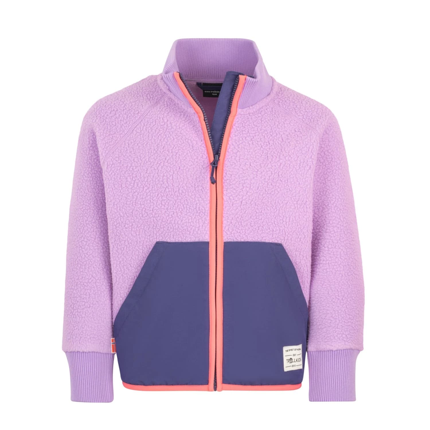 Детско поларено яке Trollkids Girl's Vega Jacket Fleece jacket - Light Violet / Deep Violet / Coral Pink