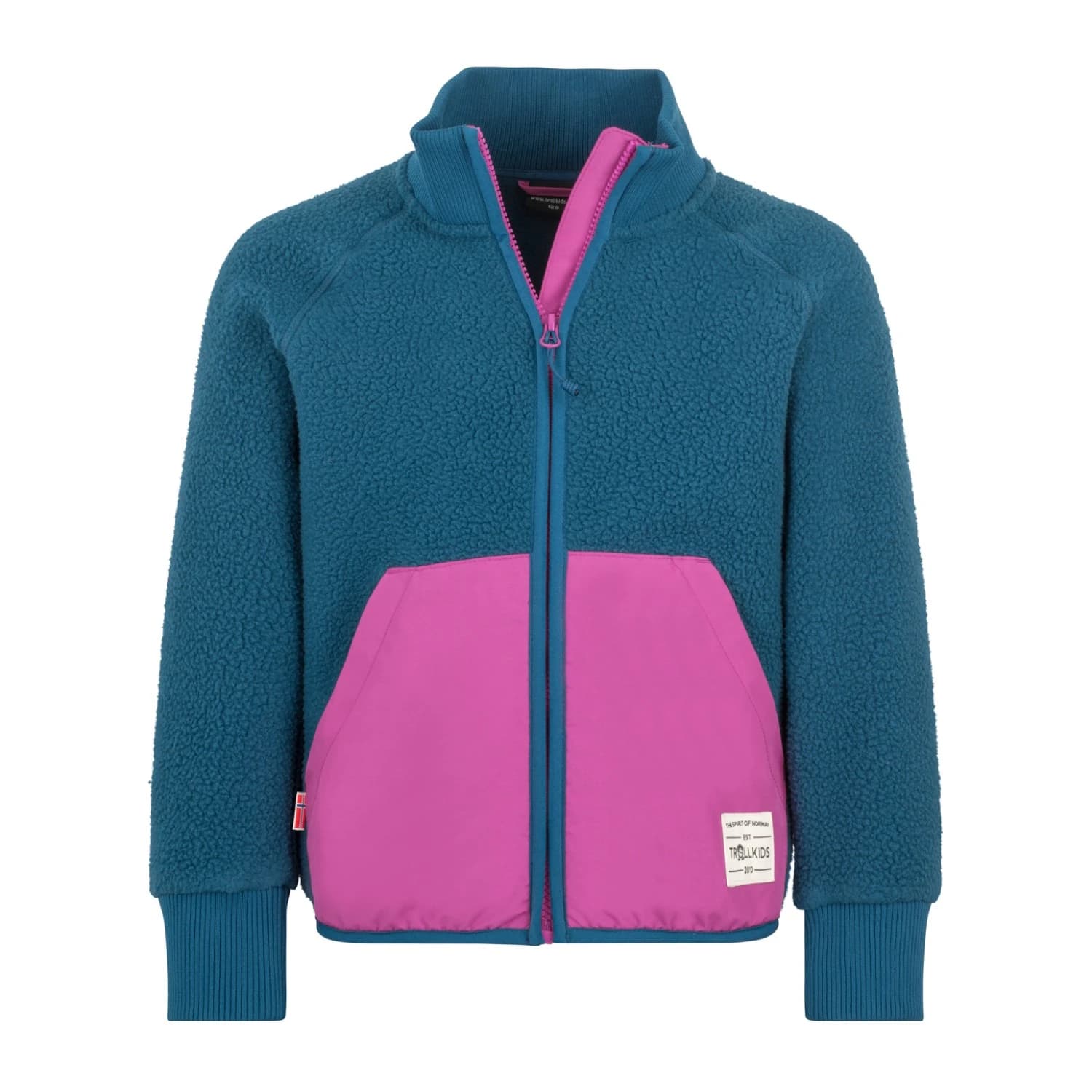 Детско поларено яке Trollkids Girl's Vega Jacket Fleece jacket - Madeira Blue / Bright Berry