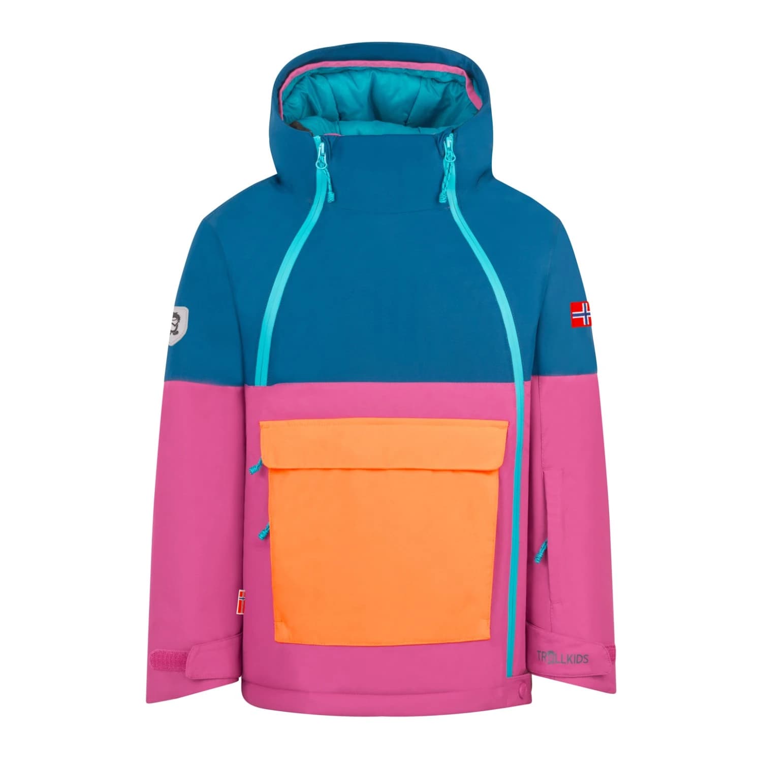 Детско ски яке Trollkids Kid's Eikedalen Jacket Ski jacket - Bright Berry / Madeira Blue / Radiant Red