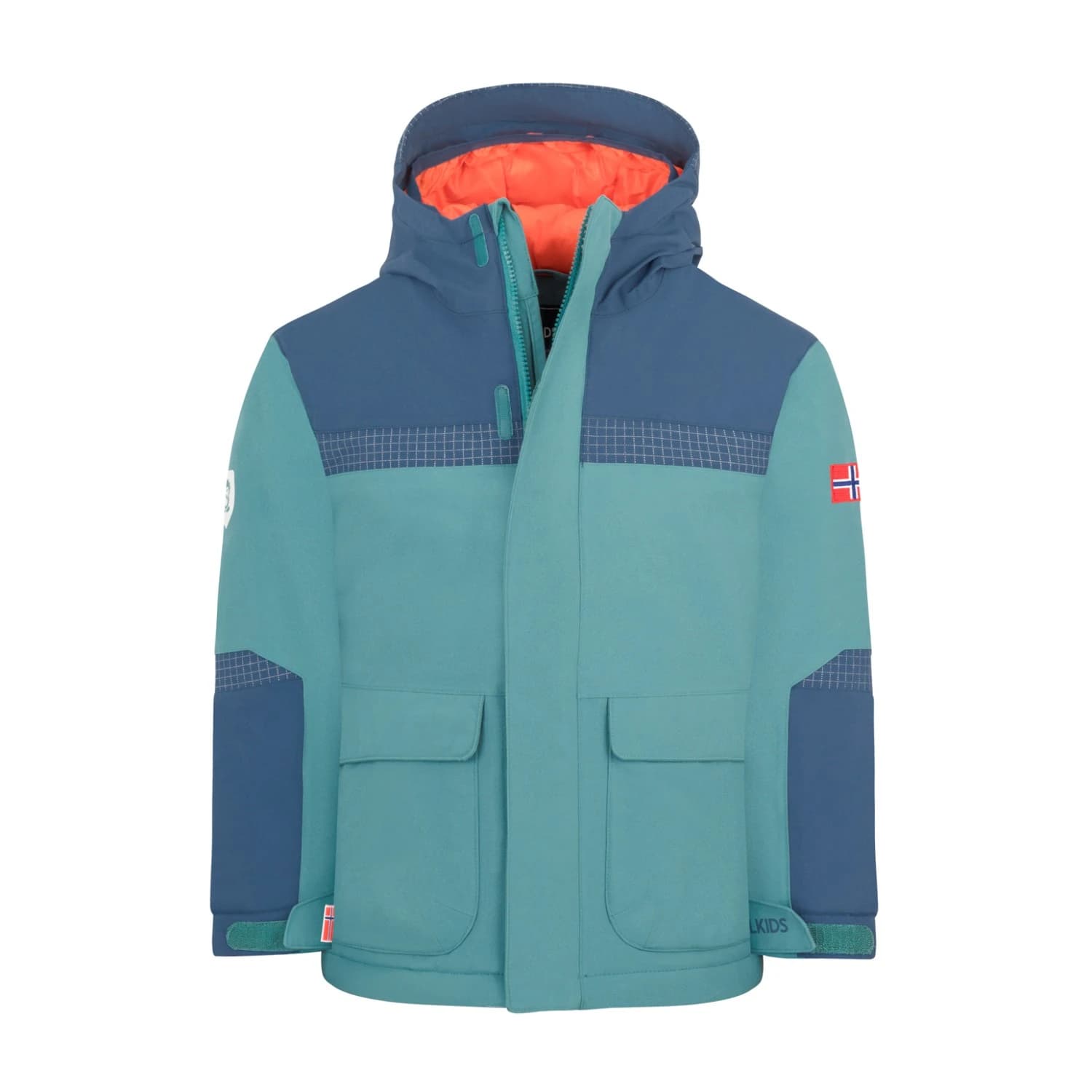 Детско зимно яке Trollkids Kid's Finnmark Jacket XT Winter jacket - Stormy Blue / Mystic Blue / Flame Orange