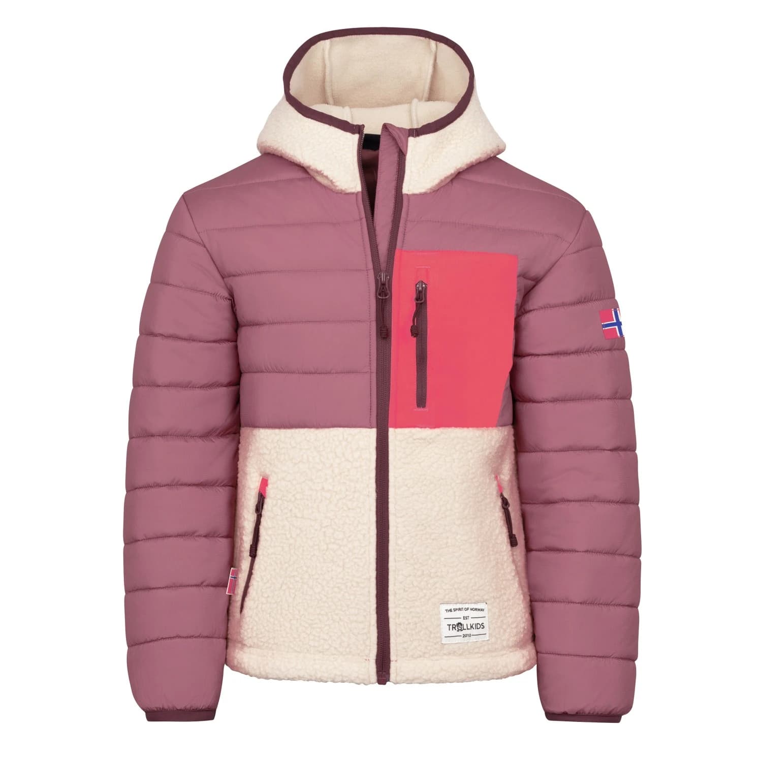 Детско поларено яке Trollkids Kid's Romsdalen Jacket Fleece jacket - Frozen Berry / Sandstone
