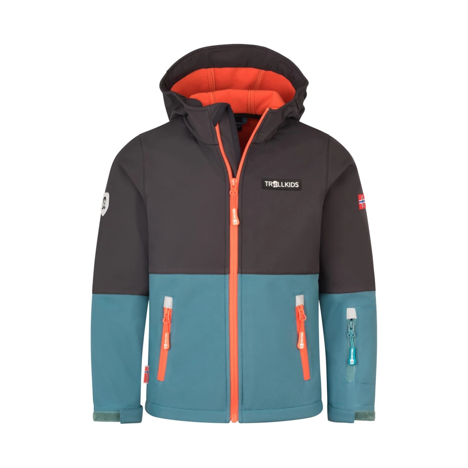 Детско софтшел яке Trollkids Kid's Skjorta Jacket Softshell jacket - Stormy Blue / Mystic Blue / Glow Green