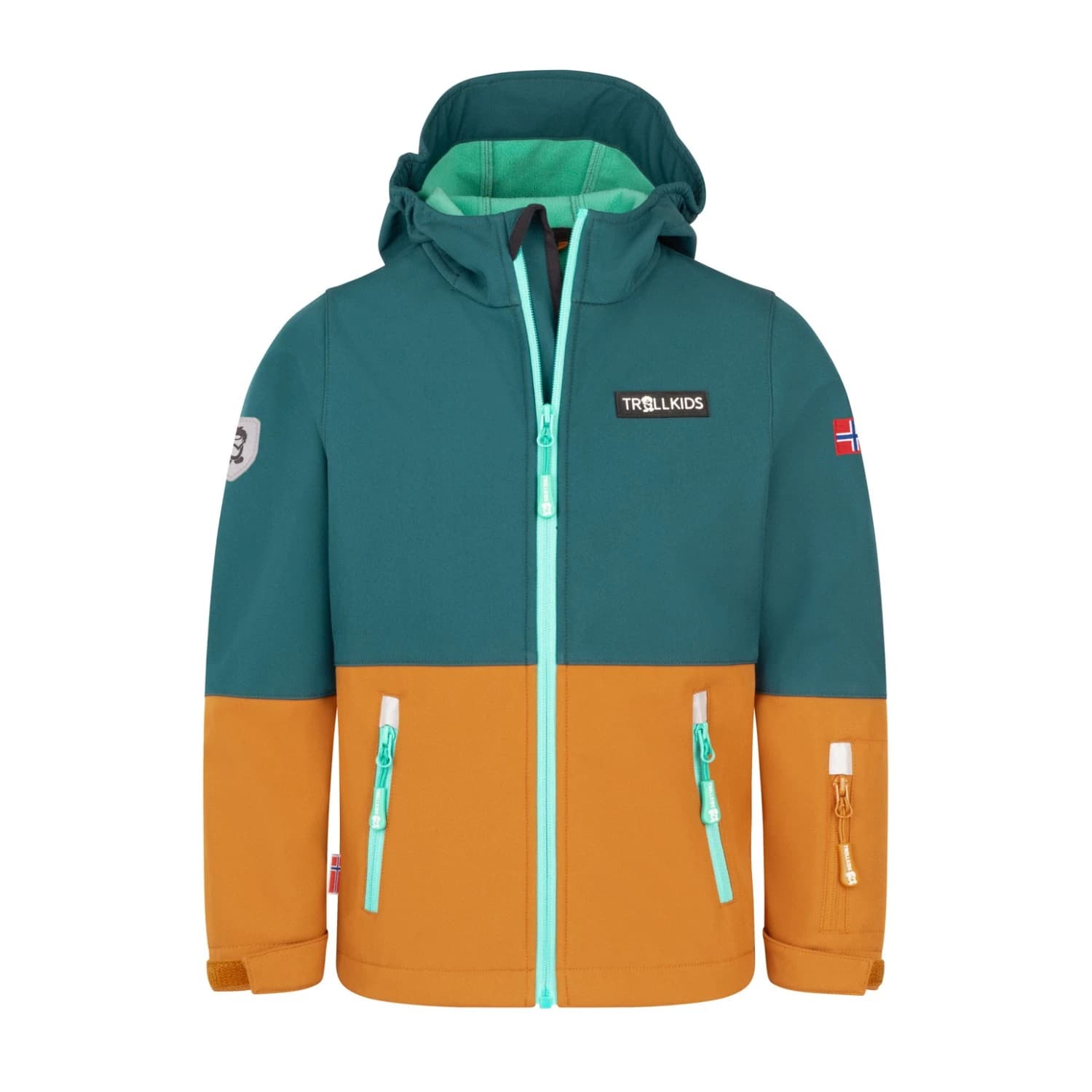 Детско софтшел яке Trollkids Kid's Skjorta Jacket Softshell jacket - Midnight Forest / Caramel / Aquamarine Green