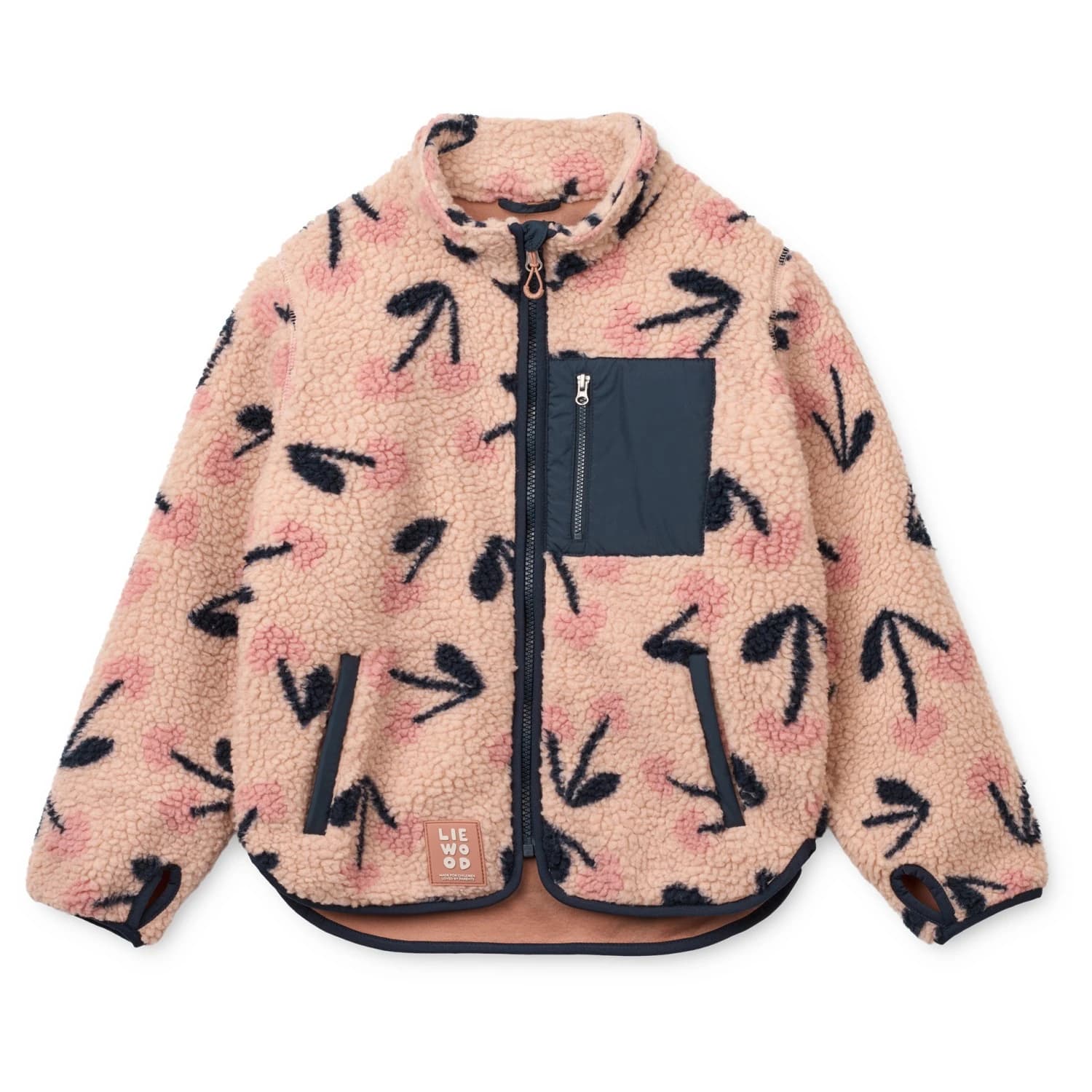 Детско поларено яке LIEWOOD Kid's Nolan Pile Jacket Fleece jacket - Mega Cherry Heart / Rosey