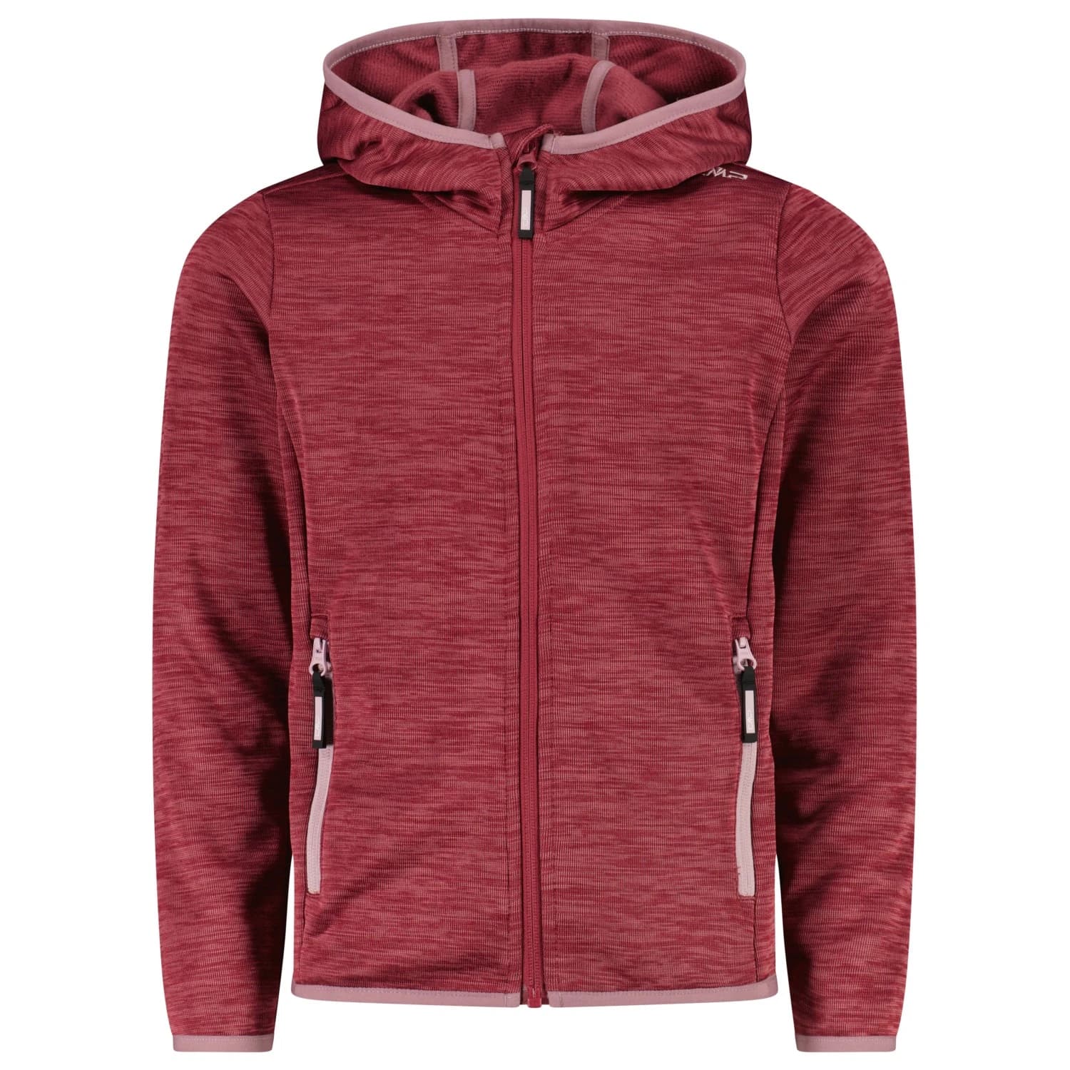 Поларено яке CMP Girl's Jacquard Knitted Jacket Fix Hood Fleece jacket - Peony Melange