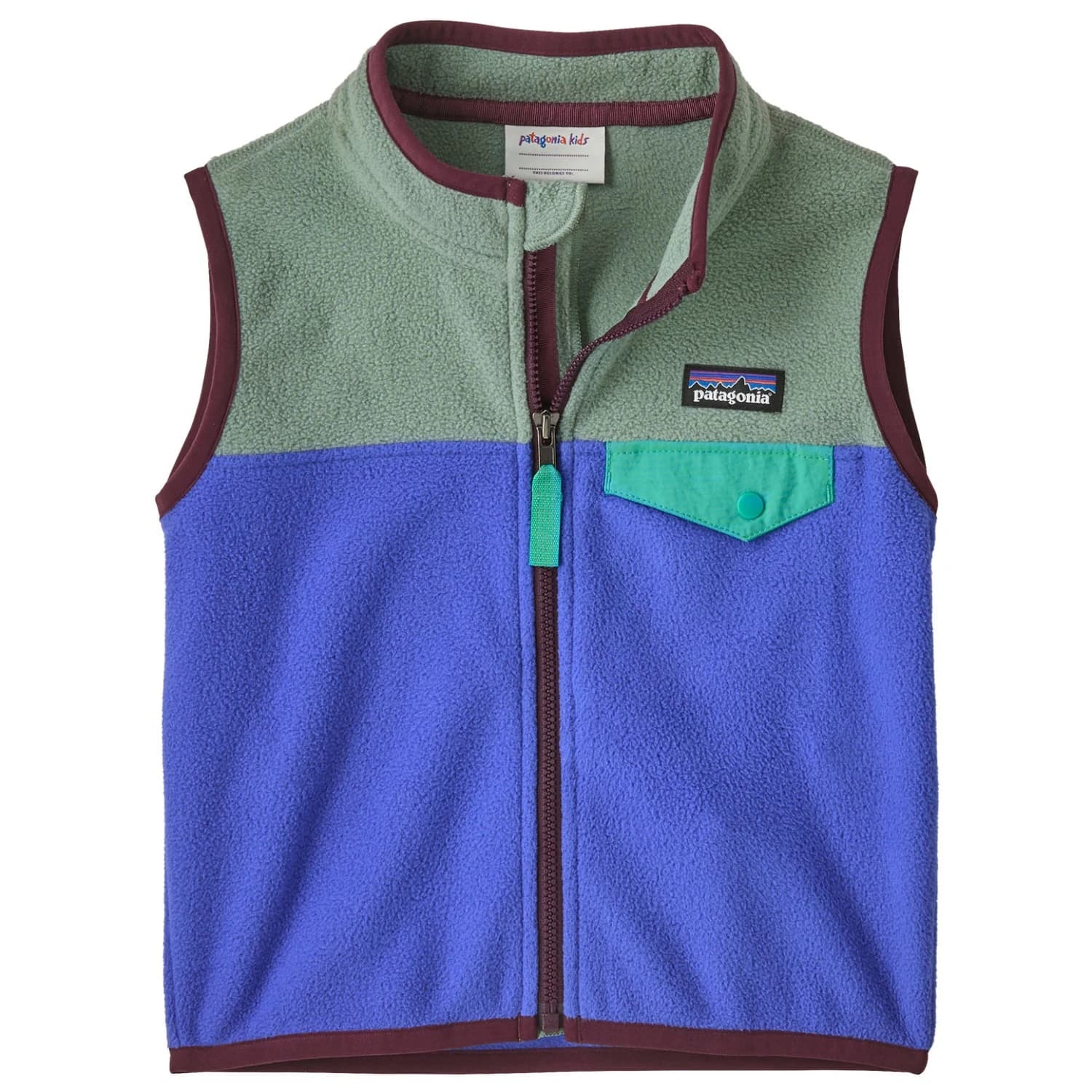 Поларен елек Patagonia Baby's Micro D Snap-T Vest Fleece vest - Fitz Roy Massif: Eddy Blue