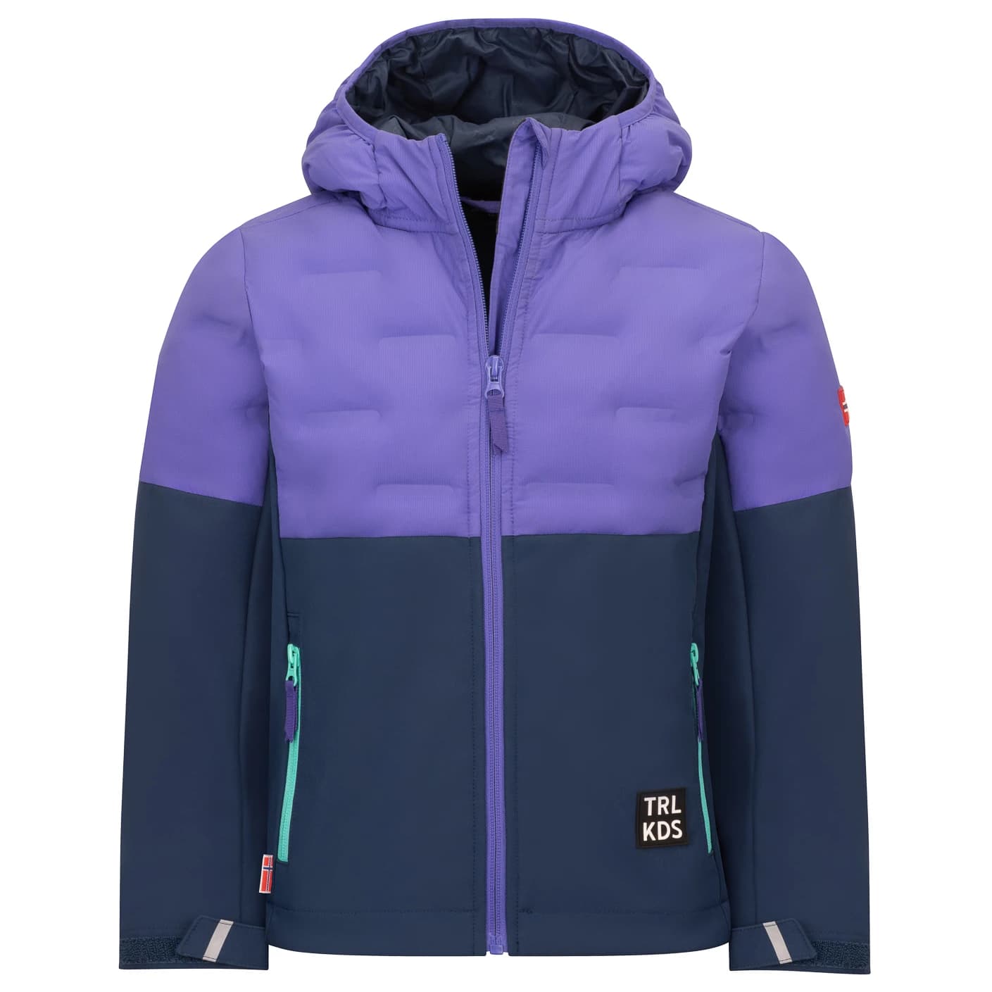 Детско софтшел яке Trollkids Kid's Helgeland Jacket Softshell jacket - Wisteria Purple / Mystic Blue