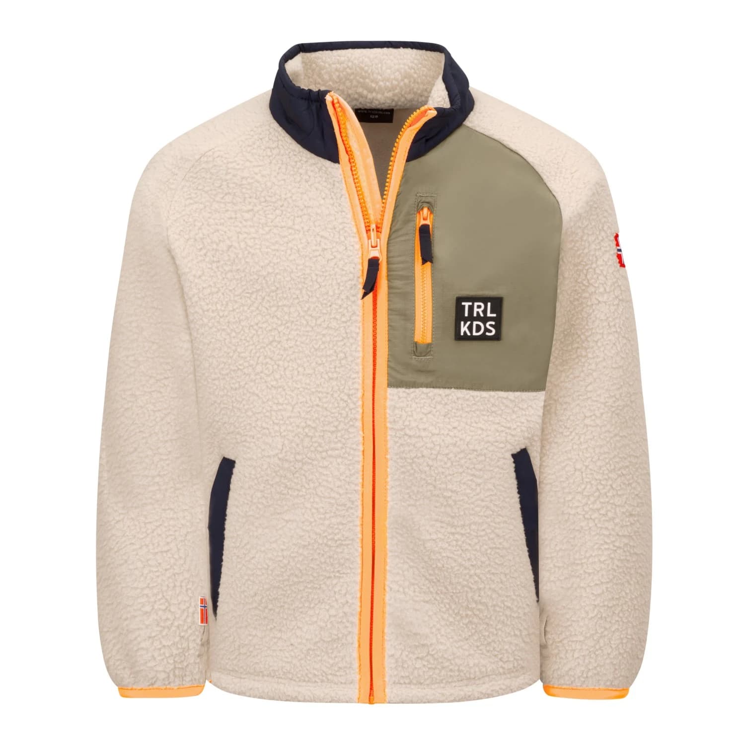 Детско поларено яке Trollkids Kid's Odda Jacket XT Fleece jacket - Cashew / Spruce Green