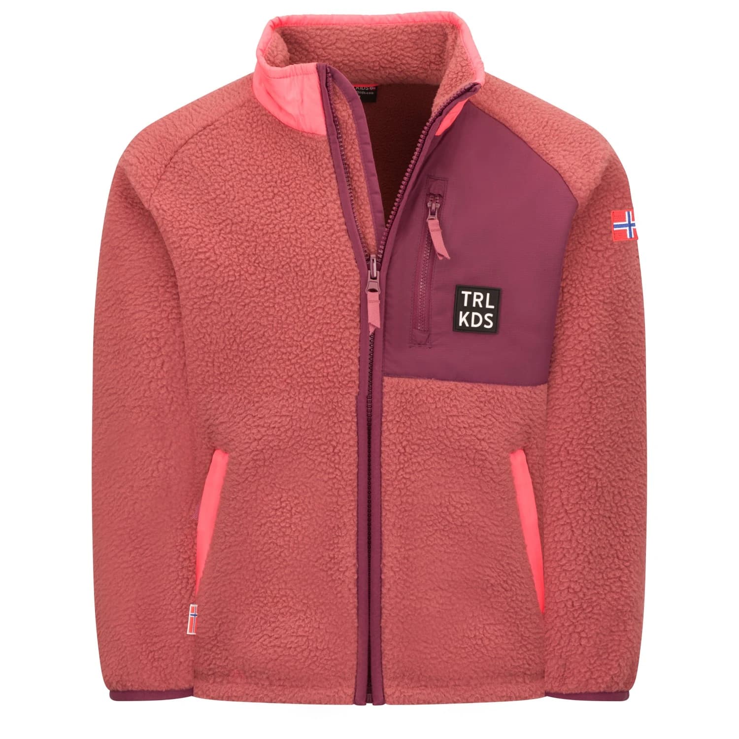Детско поларено яке Trollkids Kid's Odda Jacket XT Fleece jacket - Frozen Berry / Deep Ruby
