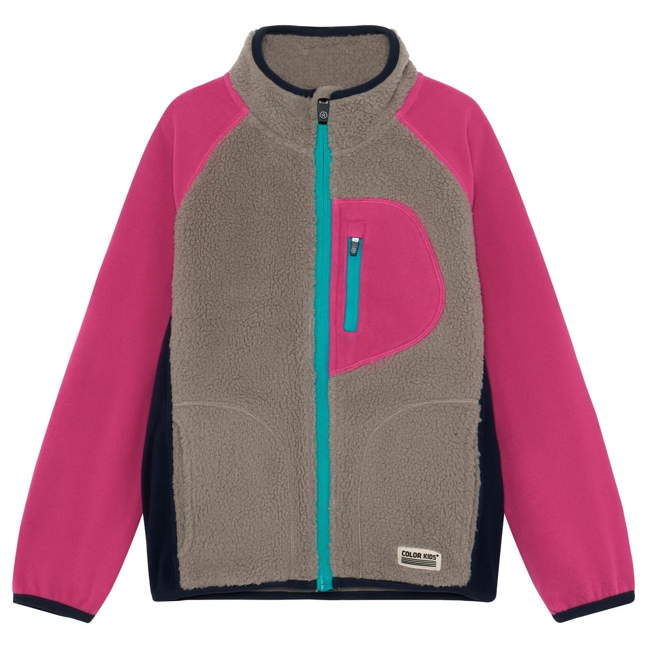 Детско поларено яке Color Kids Kid's Teddy Jacket with Fleece Sleeves Fleece jacket - Wild Aster