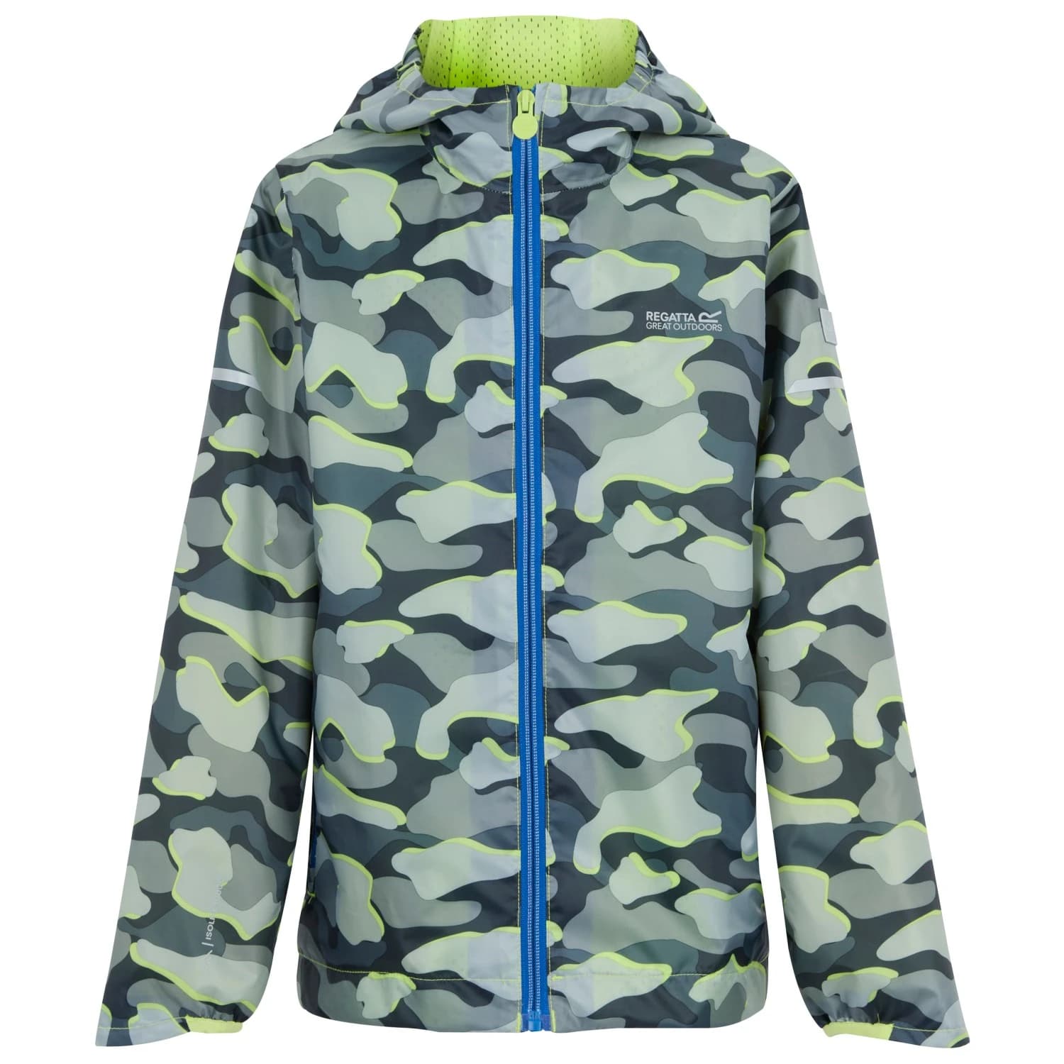 Детско водоустойчиво яке Regatta Kid's Printed Lever II Waterproof jacket - Dark Storm Camo / Sharp Green