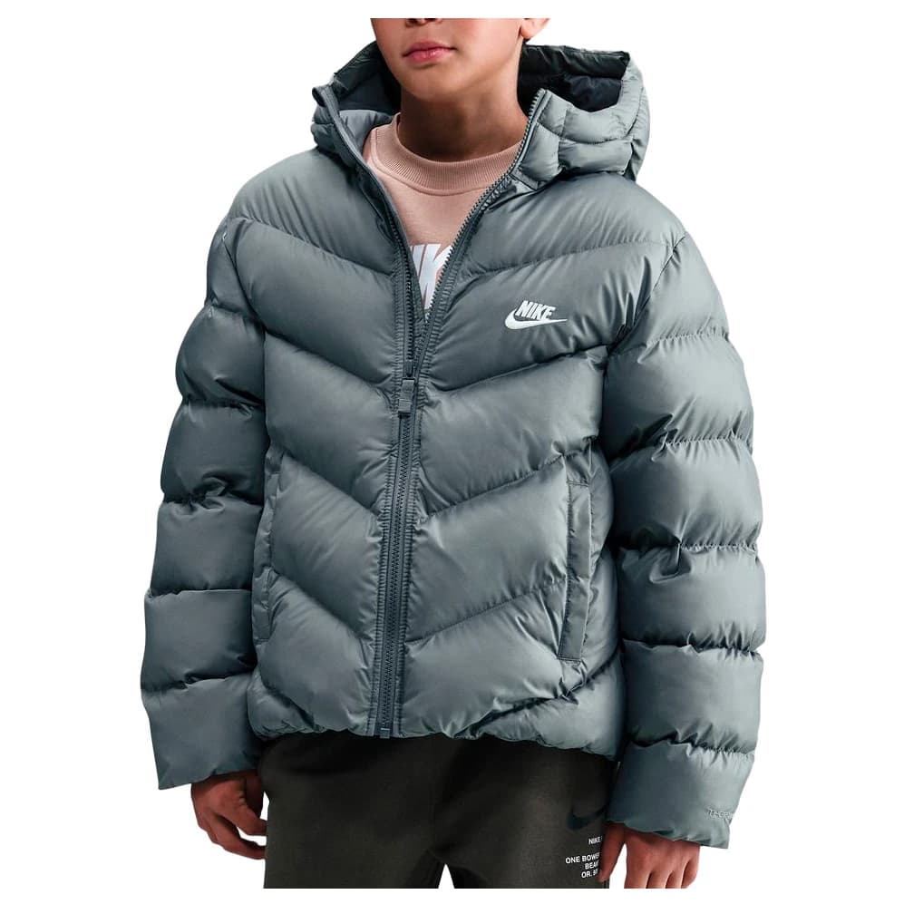 Детско синтетично яке Nike Kid's NSW Therma Fit All Day Puffer Synthetic jacket - Smoke Grey / White