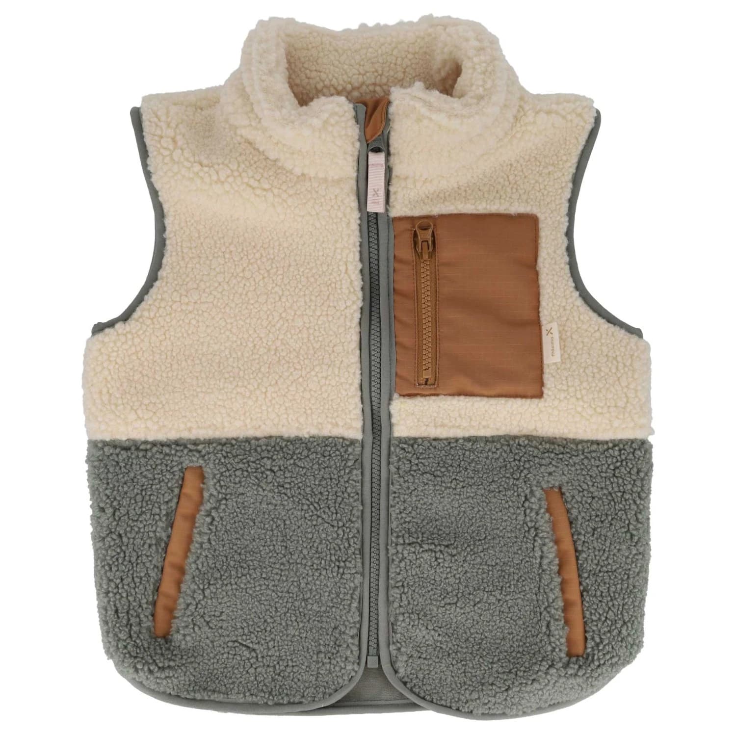 Поларен елек maximo Girl's Sherpa Weste Farbblock Fleece vest - Khaki Grey