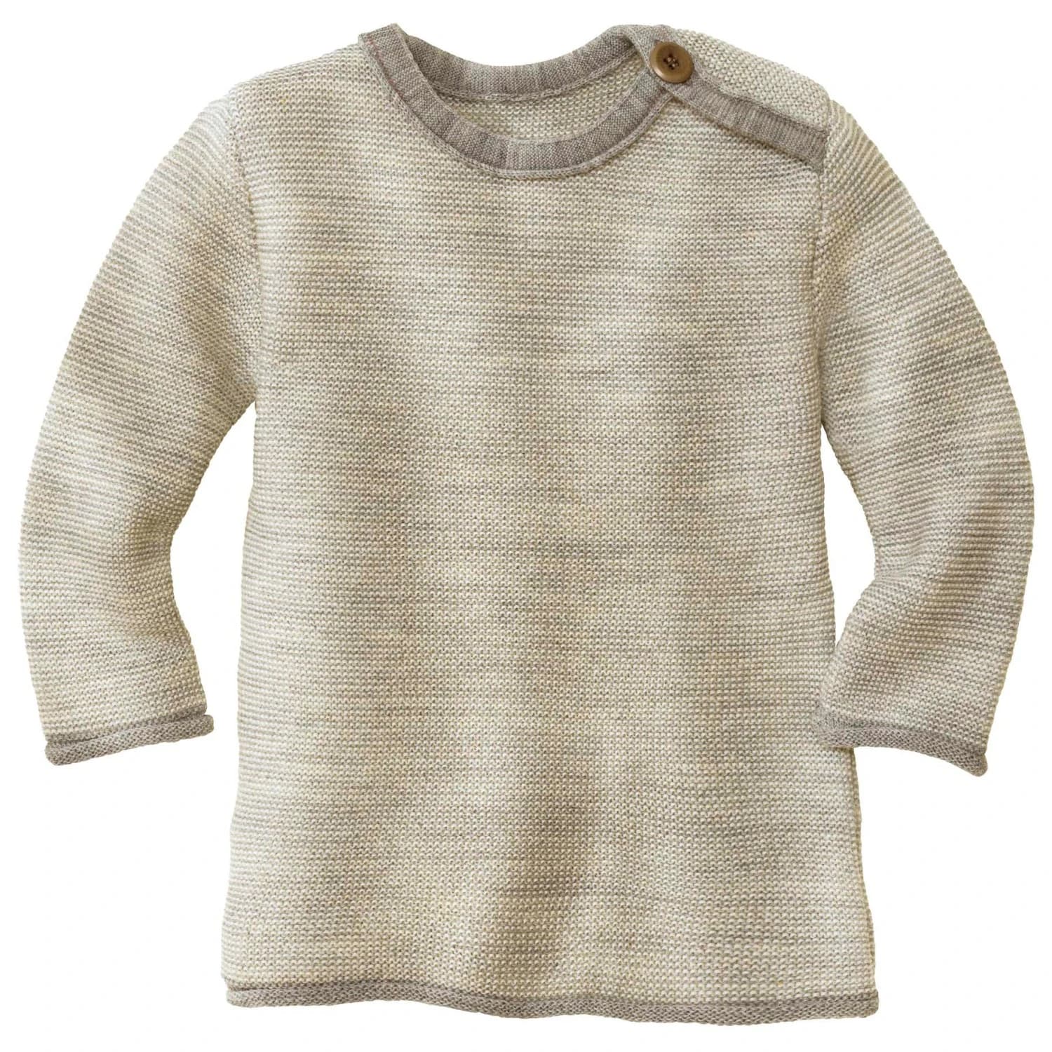 Детски вълнен пуловер disana Kid's Melange-Pullover Merino jumper - Grau / Natur