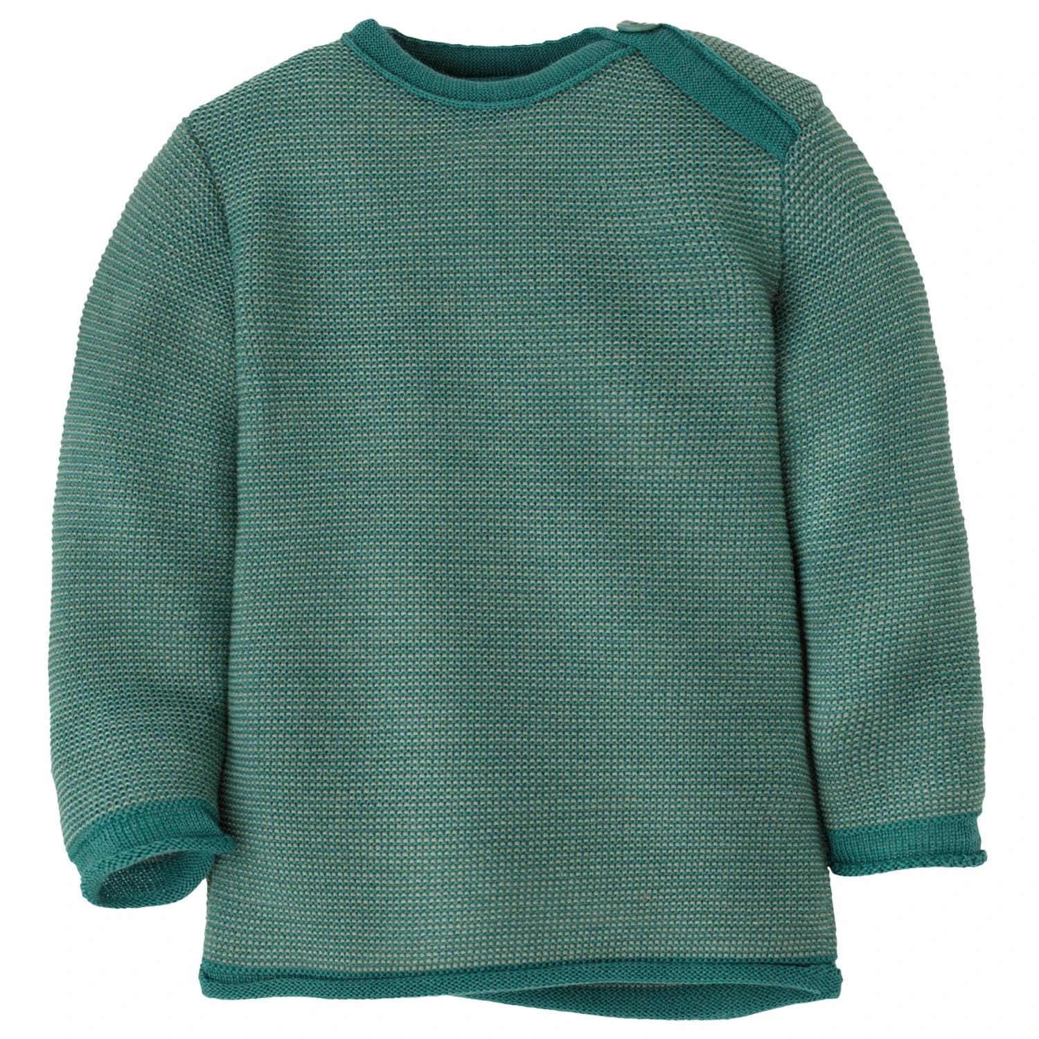 Детски вълнен пуловер disana Kid's Melange-Pullover Merino jumper - Eukalyptus / Jade
