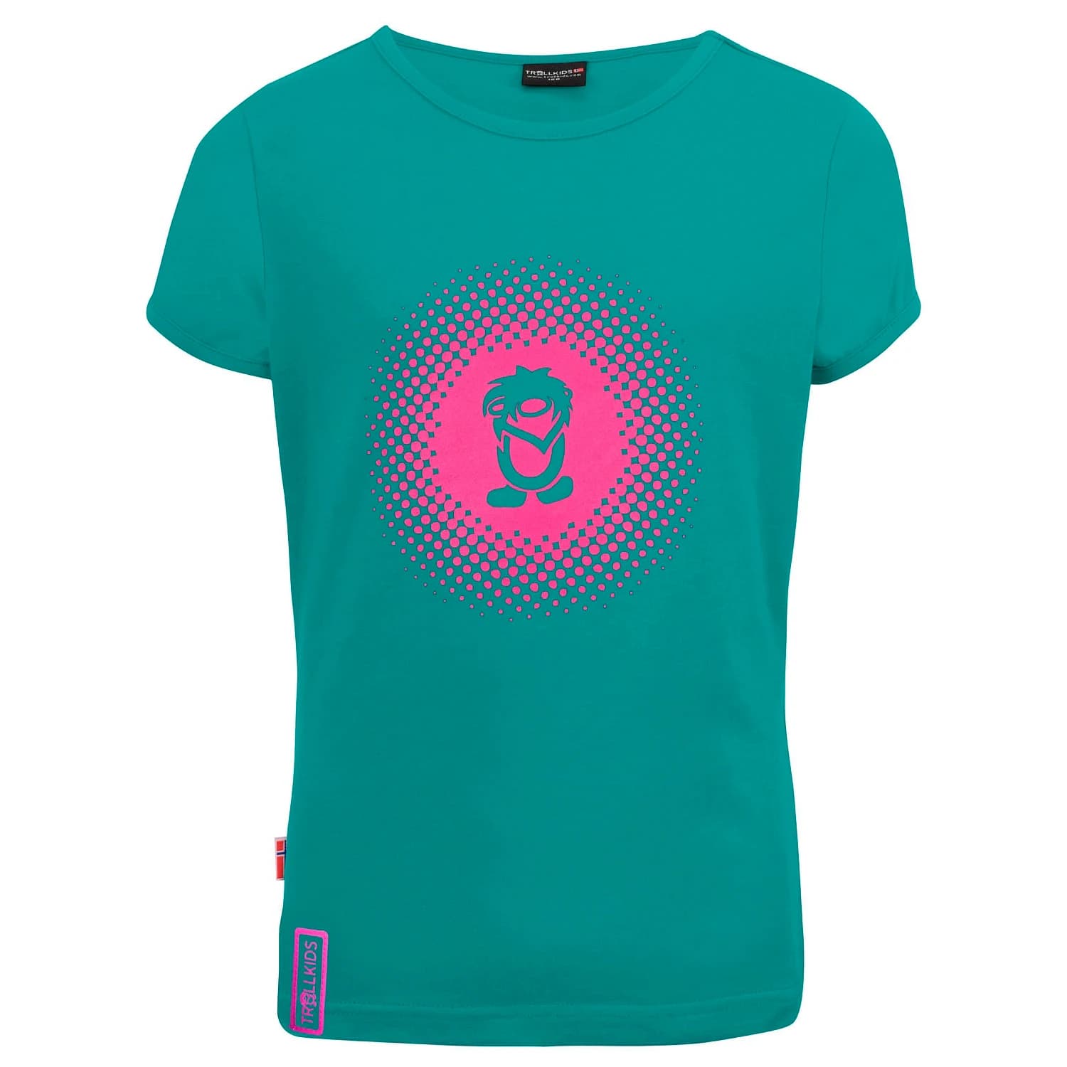 Детска тениска Trollkids Girls Logo T T-shirt - Smaragd / Rubine Red