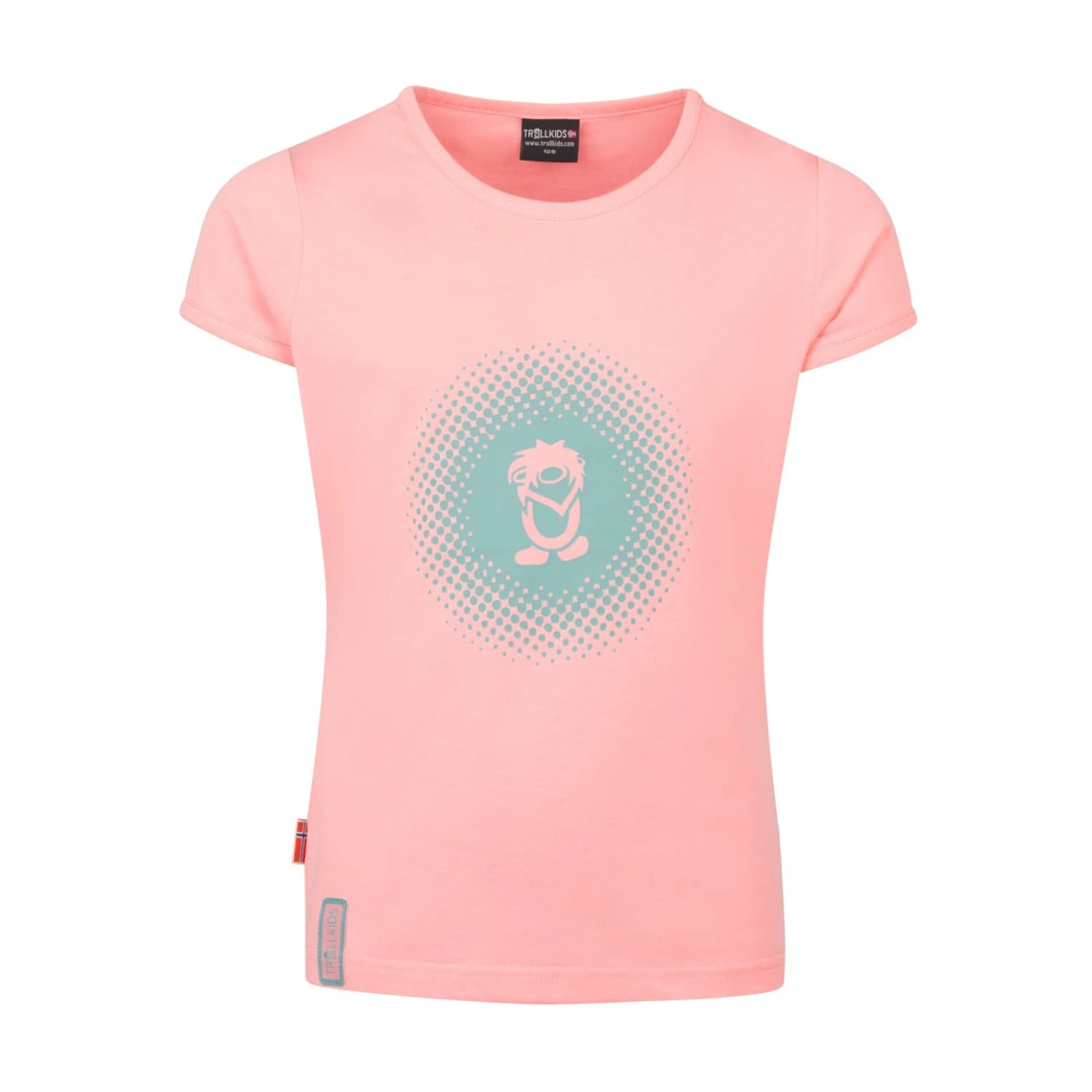 Детска тениска Trollkids Girls Logo T T-shirt - Peony Rose / Aqua Haze