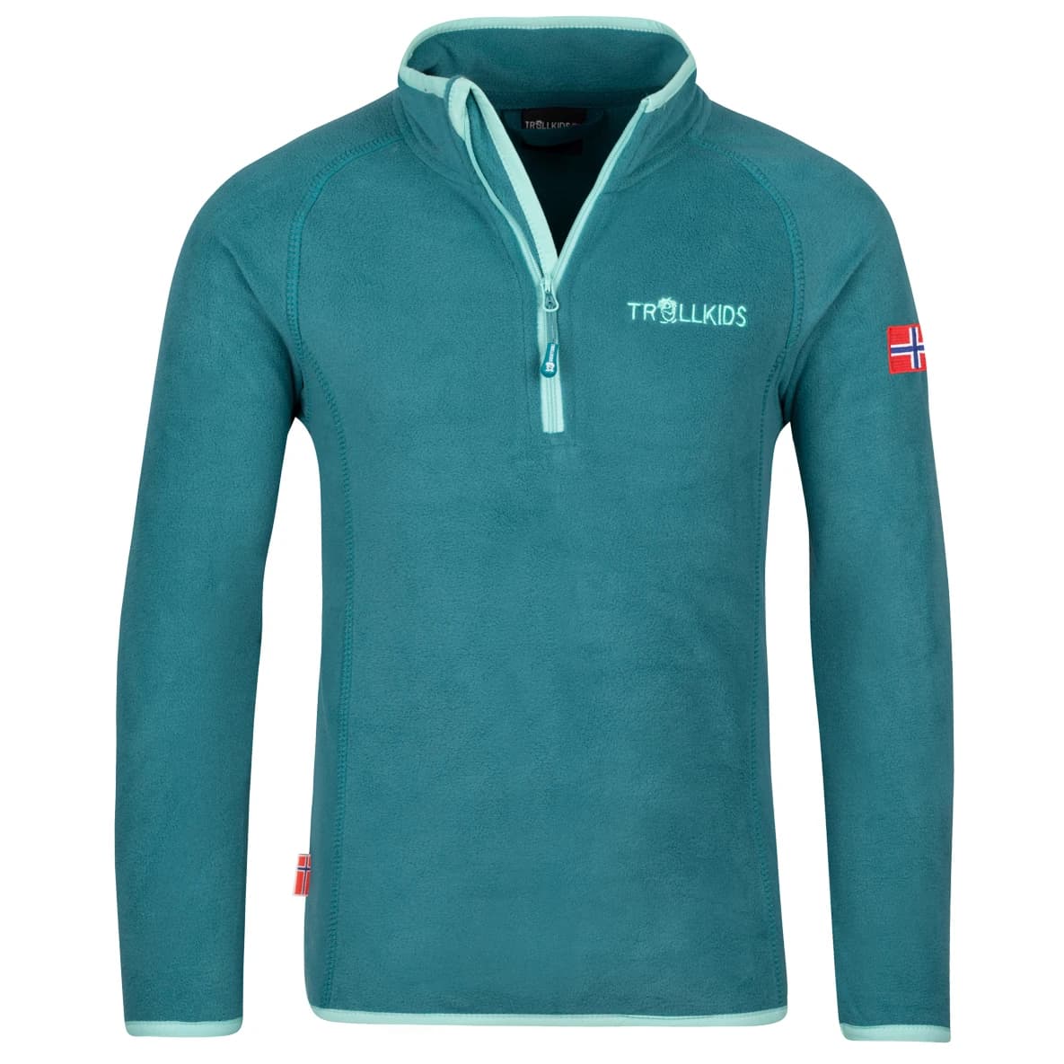 Детски поларен пуловер Trollkids Kid's Nordland Half Zip Fleece jumper - Teal / Aqua