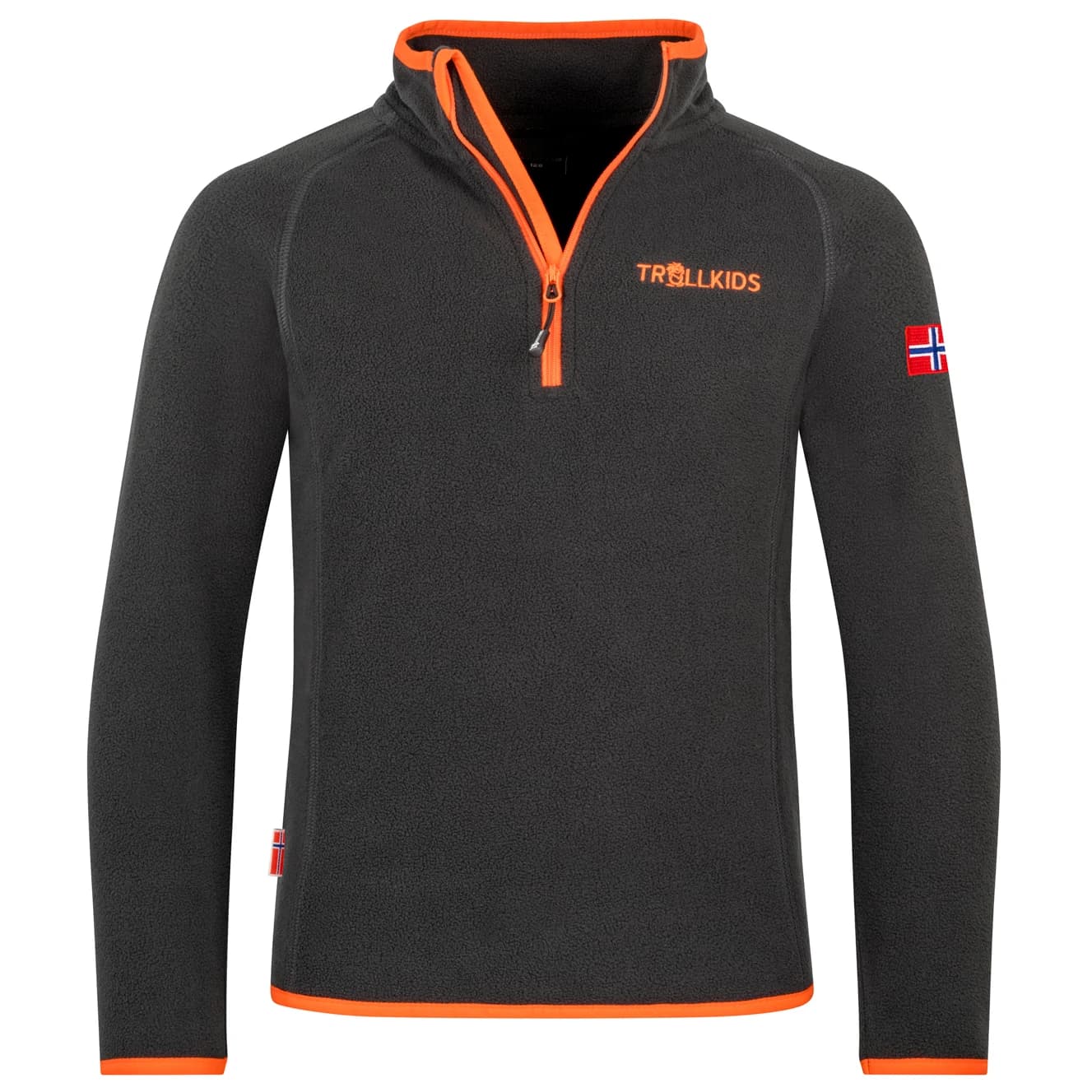 Детски поларен пуловер Trollkids Kid's Nordland Half Zip Fleece jumper - Black / Flame Orange
