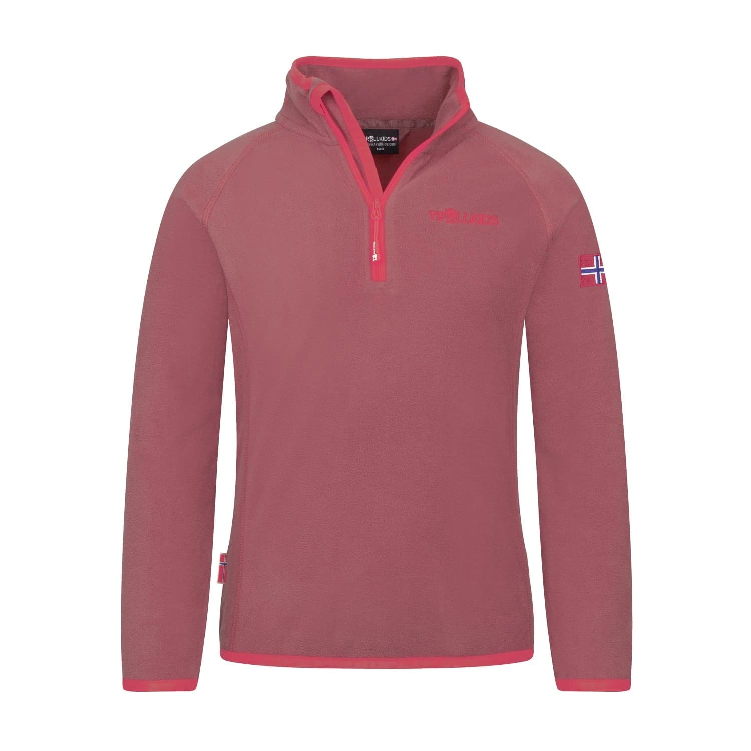 Детски поларен пуловер Trollkids Kid's Nordland Half Zip Fleece jumper - Frozen Berry