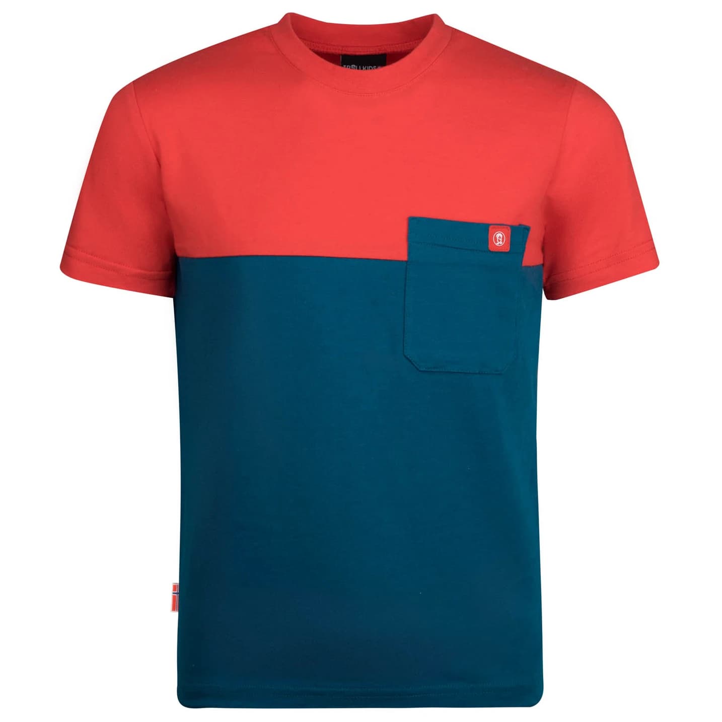 Детска тениска Trollkids Kid's Bergen T T-shirt - Petrol / Spicy Red