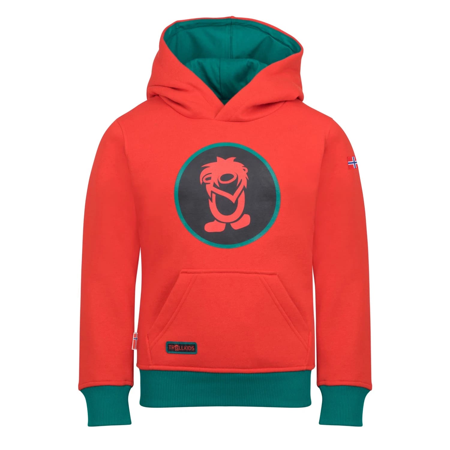 Детски суичър Trollkids Kid's Troll Sweater Hoodie - Chili Red / Dark Cyan