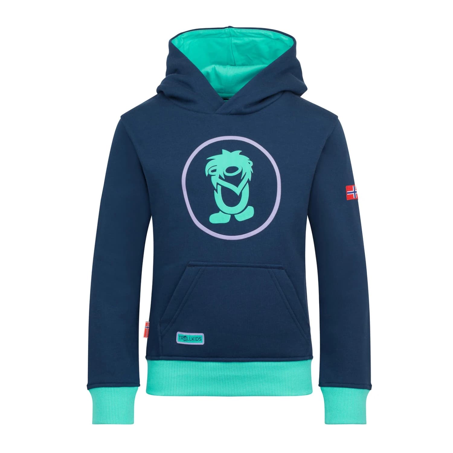 Детски суичър Trollkids Kid's Troll Sweater Hoodie - Mystic Blue / Aqua Mint