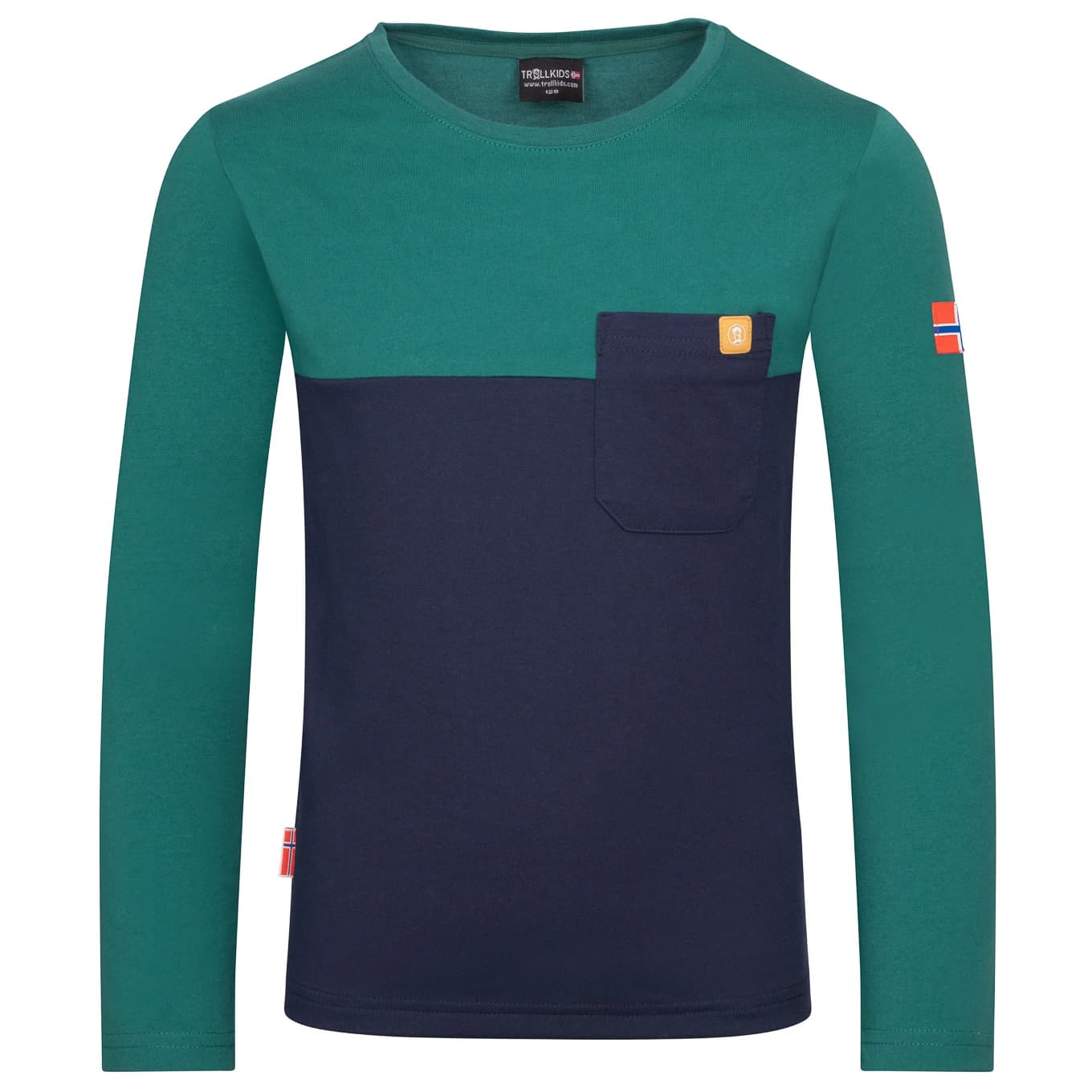 Детска блуза с дълъг ръкав Trollkids Kid's Bergen Longsleeve Longsleeve - Jungle Green / Navy
