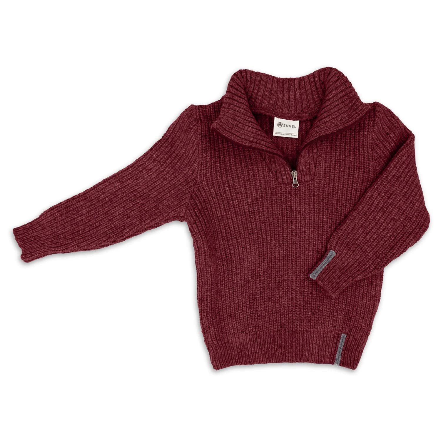 Детски вълнен пуловер Engel Kid's Troyer Merino jumper - Abendrot