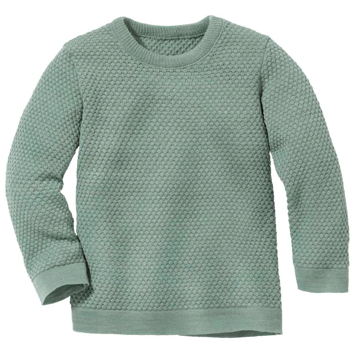 Детски вълнен пуловер disana Kid's Wabenstrick-Pullover Wool jumper - Jade