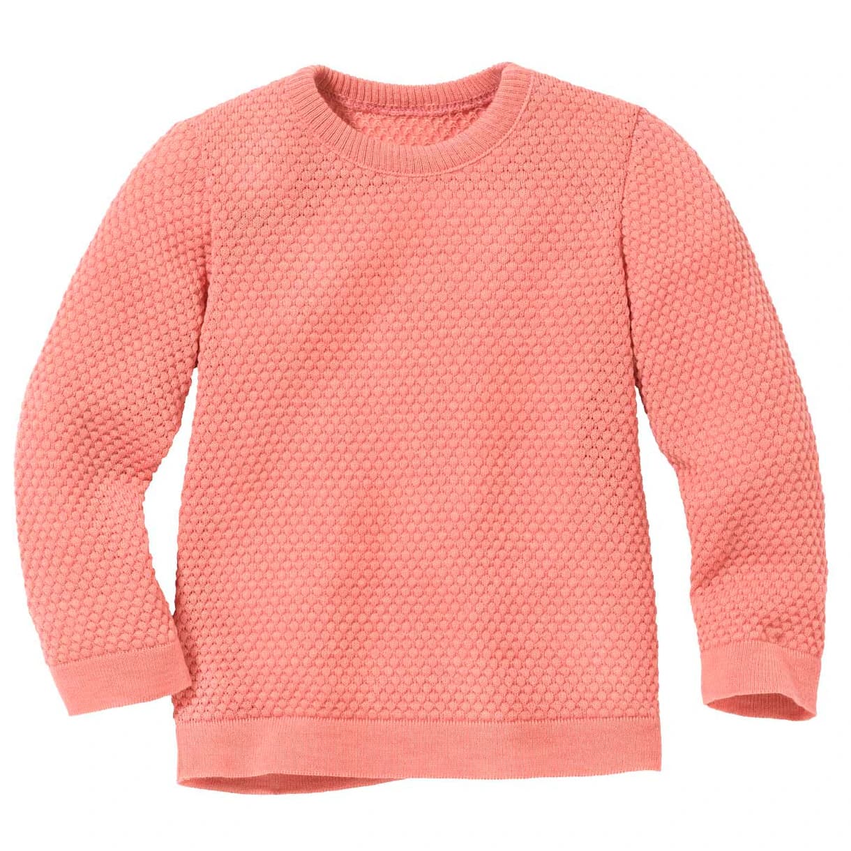 Детски вълнен пуловер disana Kid's Wabenstrick-Pullover Wool jumper - Softpink