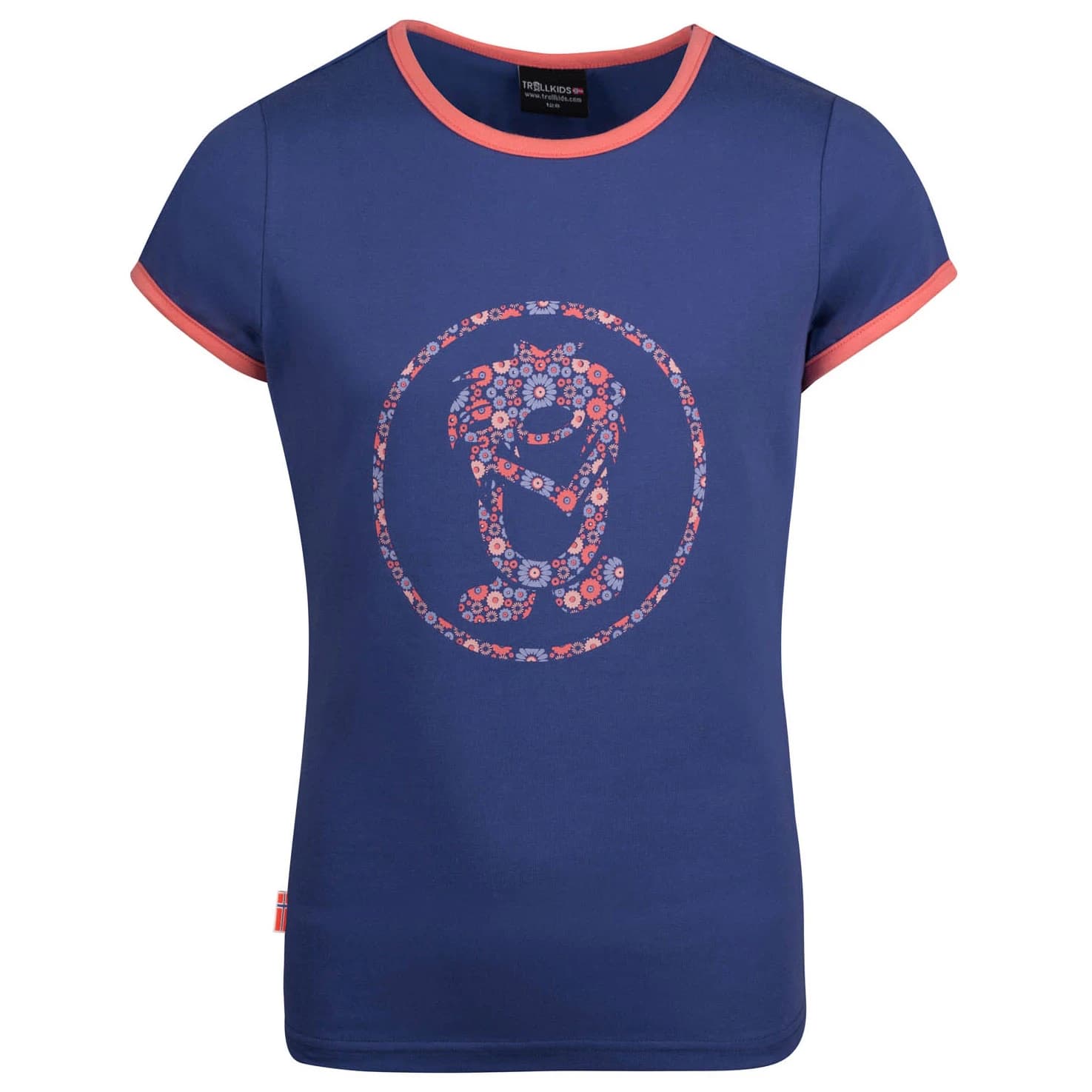 Детска тениска Trollkids Girl's Flower Troll T T-shirt - Dark Purple / Coral Rose