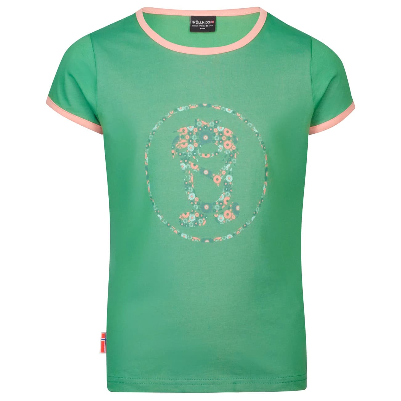 Детска тениска Trollkids Girl's Flower Troll T T-shirt - Leaf Green / Dahlia