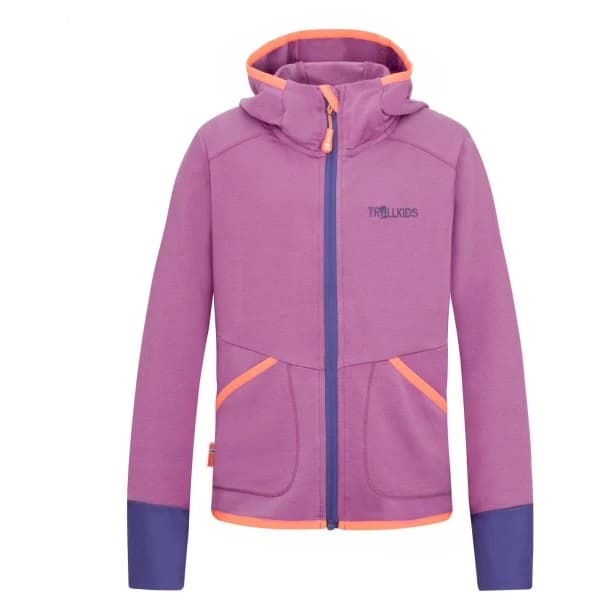 Детско поларено яке Trollkids Girl's Saltfjord Jacket Training jacket - Mallow Pink / Papaya / Violet Blue