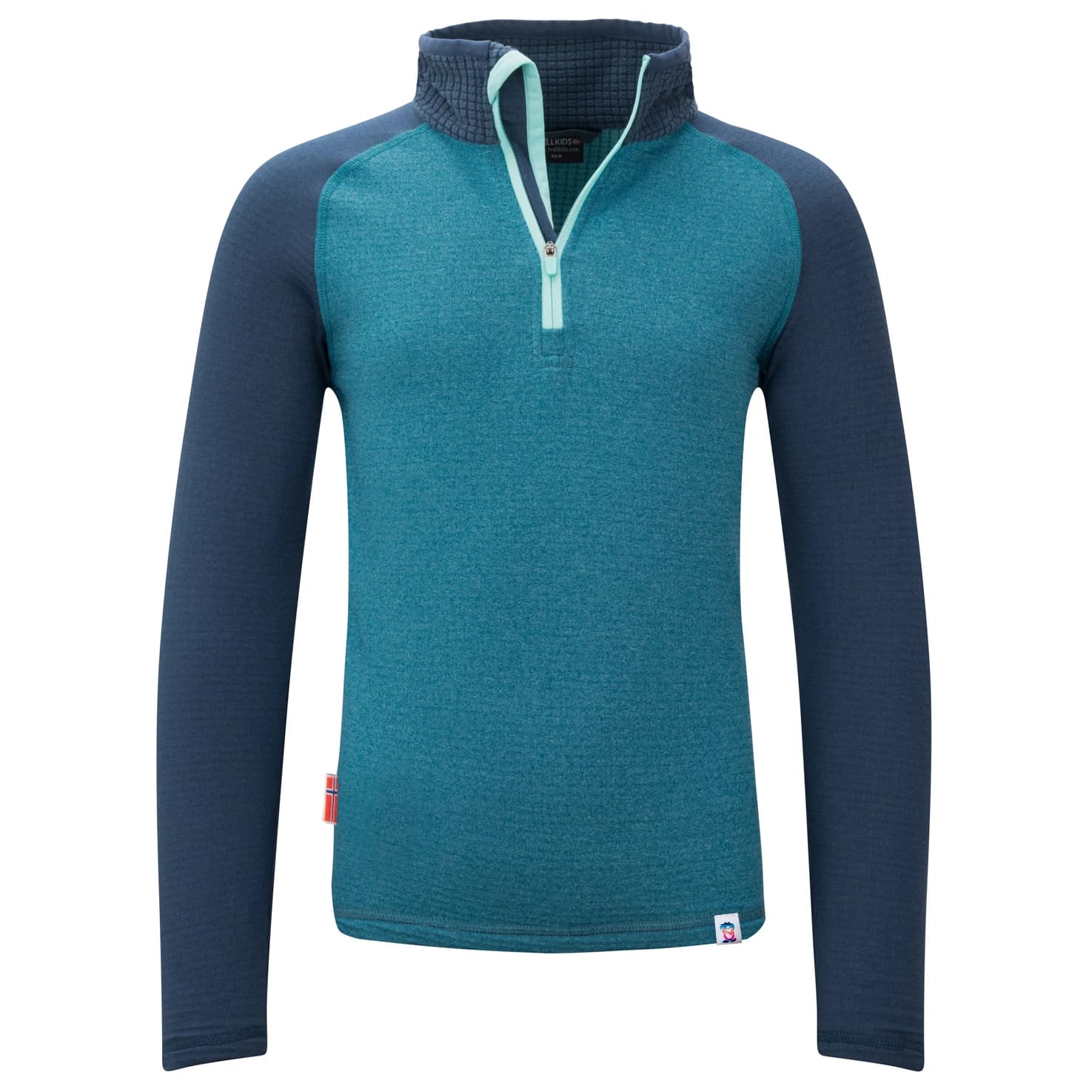 Детски поларен пуловер Trollkids Kid's Rauland Half Zip Fleece jumper - Dark Marine / Mystic Blue / Arctic Blue