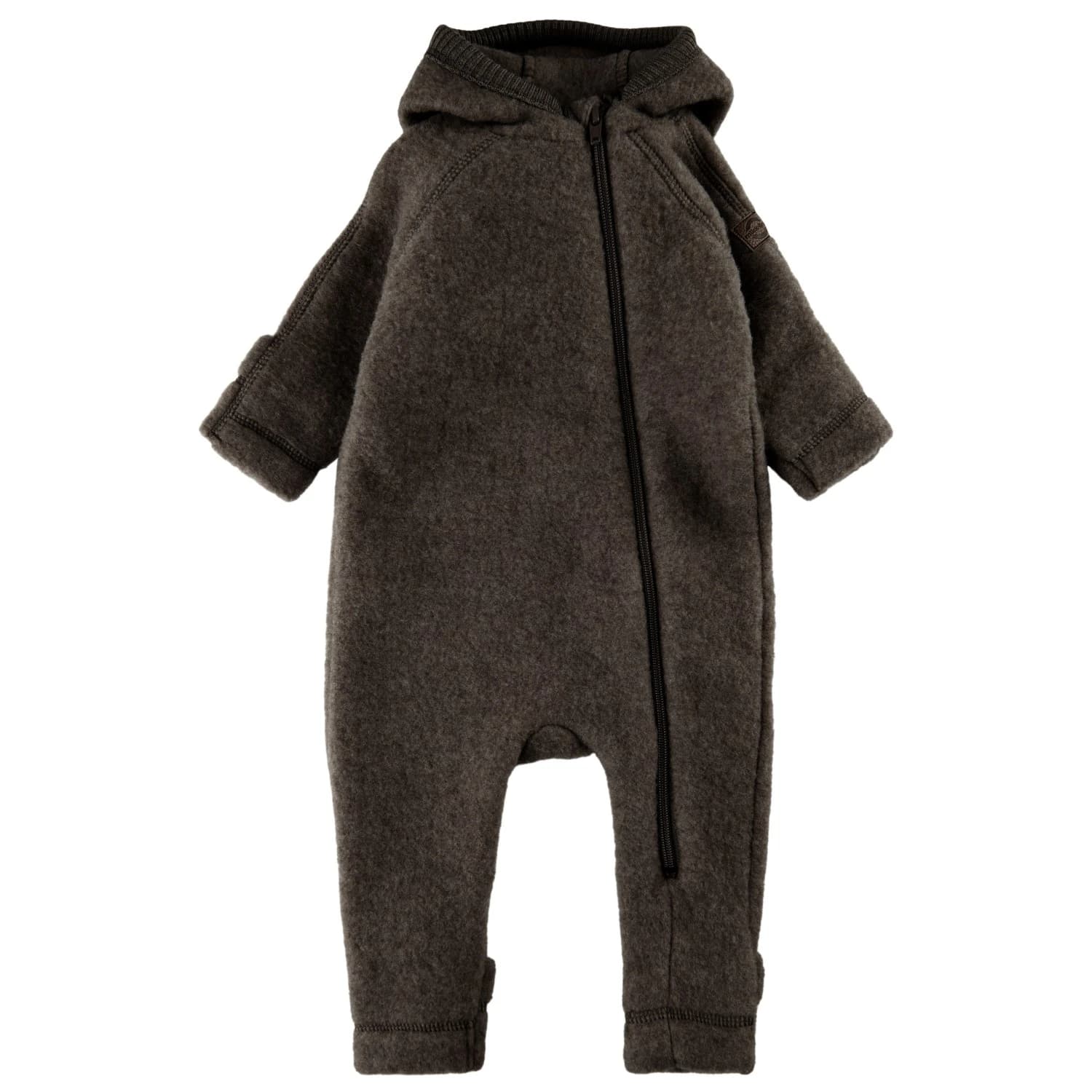 Цял костюм Mikk-Line Wool Baby Suit with Ears Overall - Dark Brown Melange