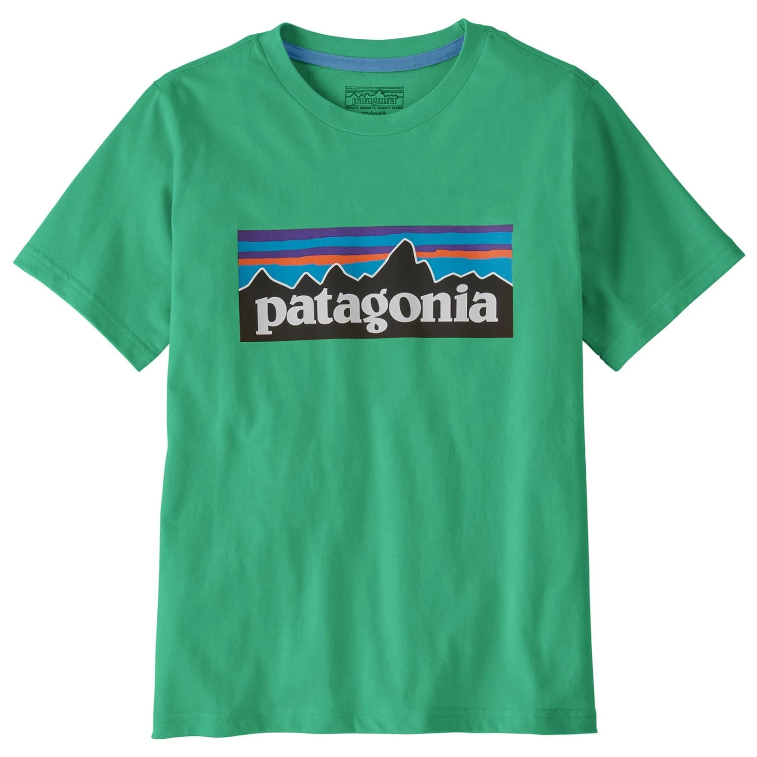 Детска тениска Patagonia Kid's P-6 Logo T-shirt - Aqua Stone