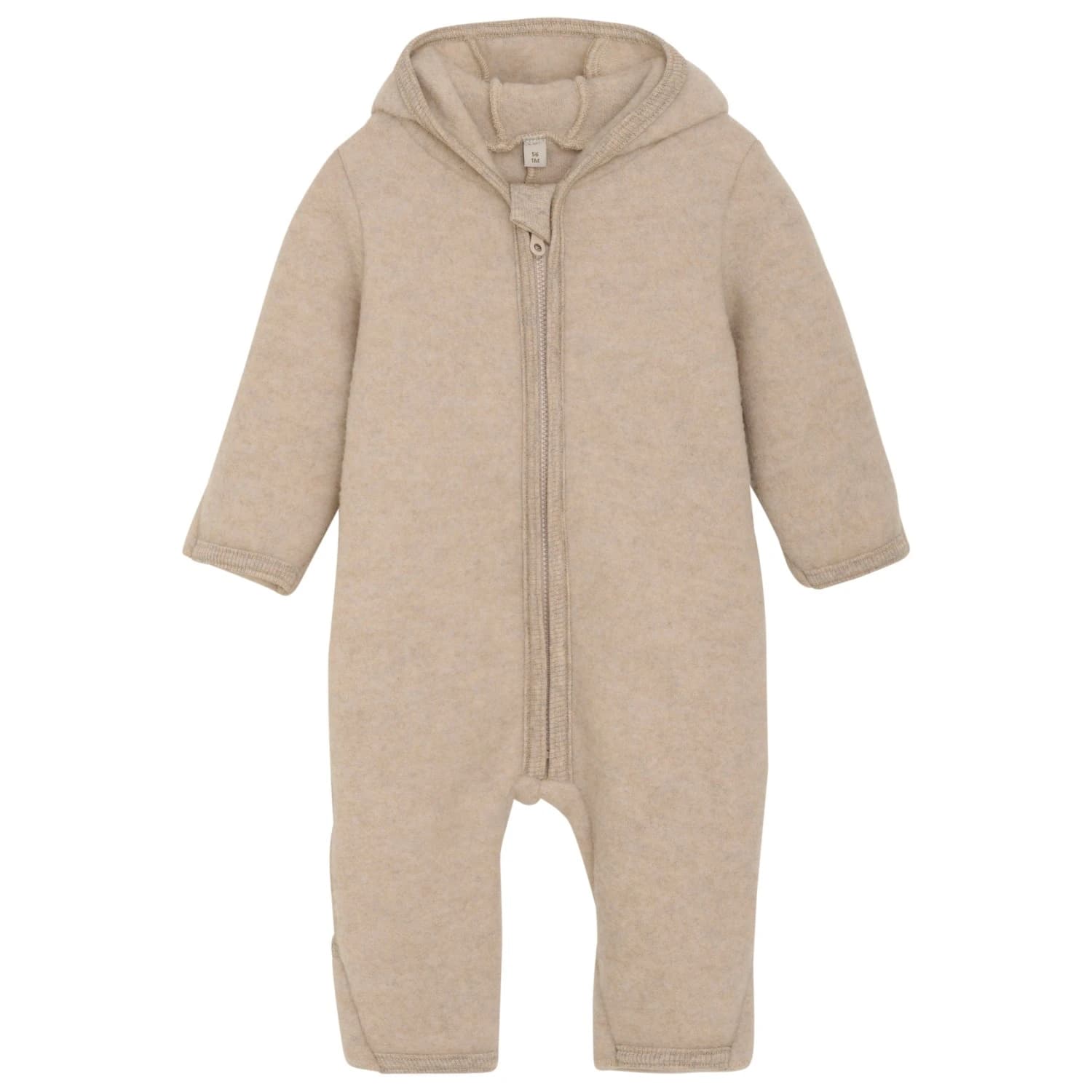 Цял костюм Huttelihut Baby's Pram Suit Bear Ears Wool Fleece Overall - Camel Melange