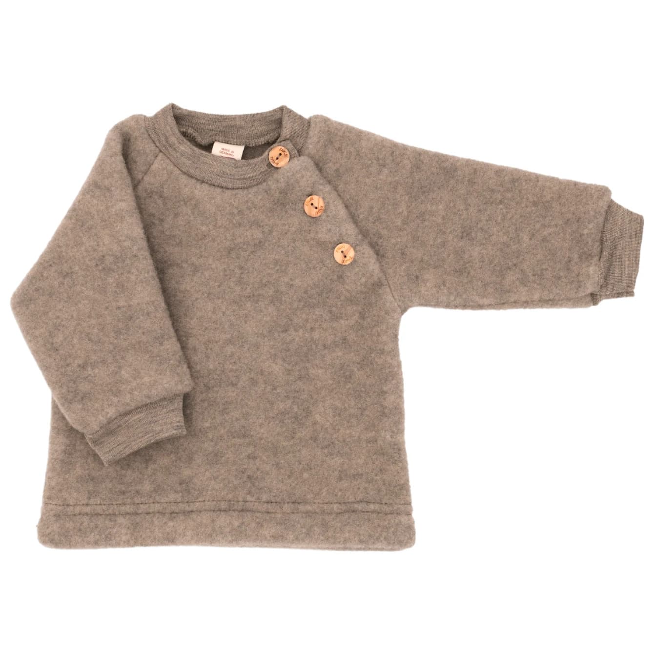 Вълнен пуловер Engel Children's Raglan Jumper with Wooden Buttons Wool jumper - Walnuss Melange