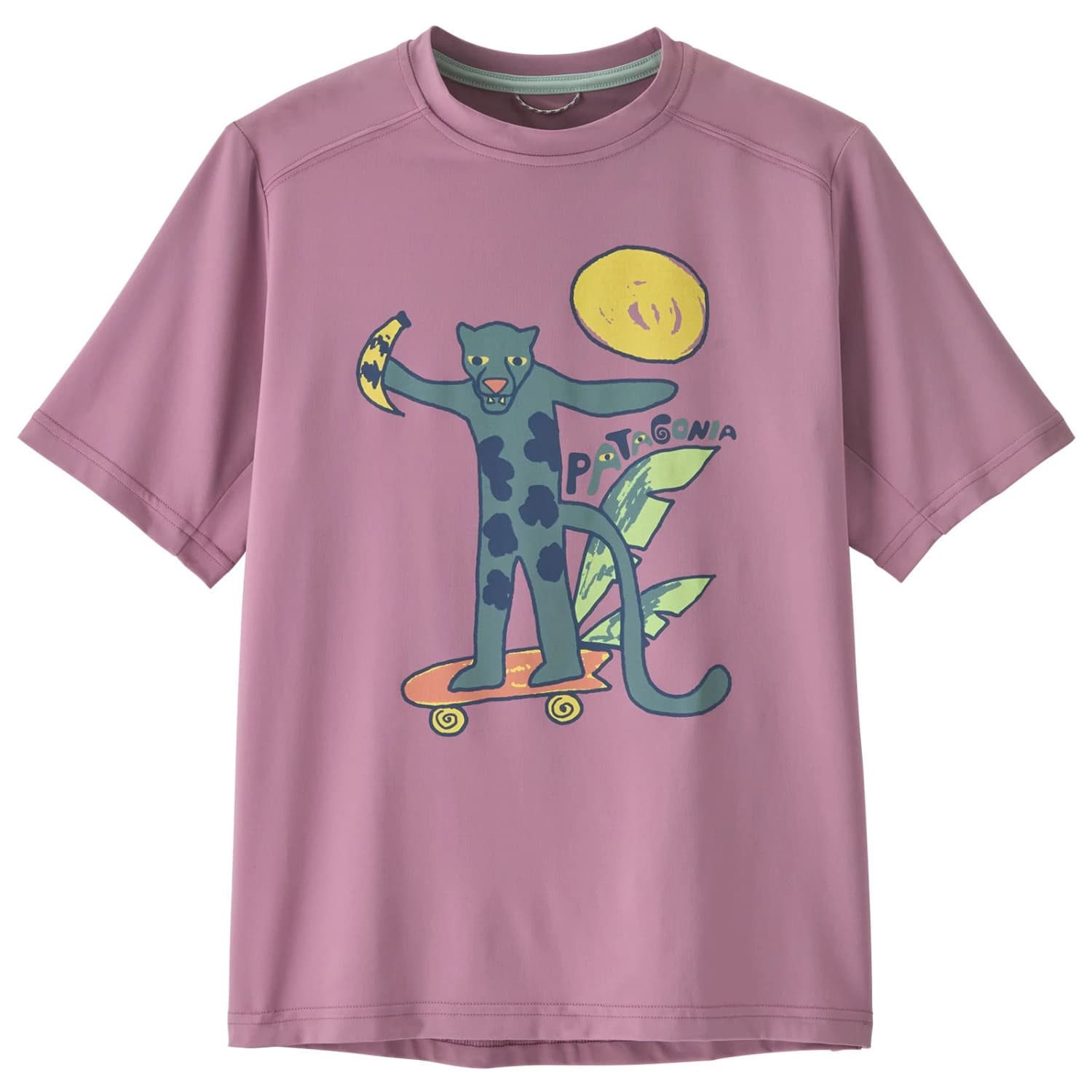 Детска плажна тениска от ликра Patagonia Kid's Cap SW T-Shirt Sport shirt - Jaguar Boogie: Light Violet