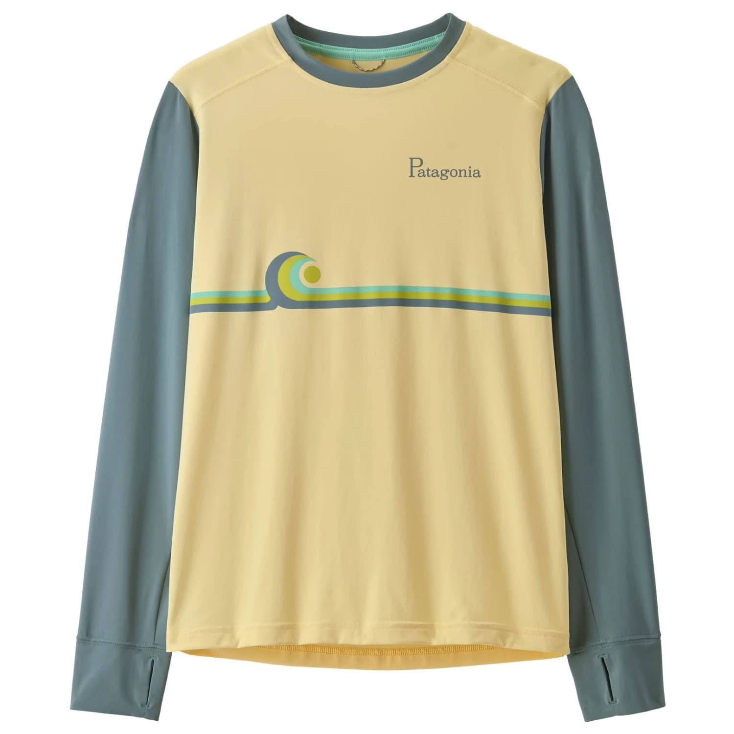 Детска спортна тениска Patagonia Kid's L/S Cap SW T-Shirt Sport shirt - Swelldrifter Stripe: Buttercup Yellow