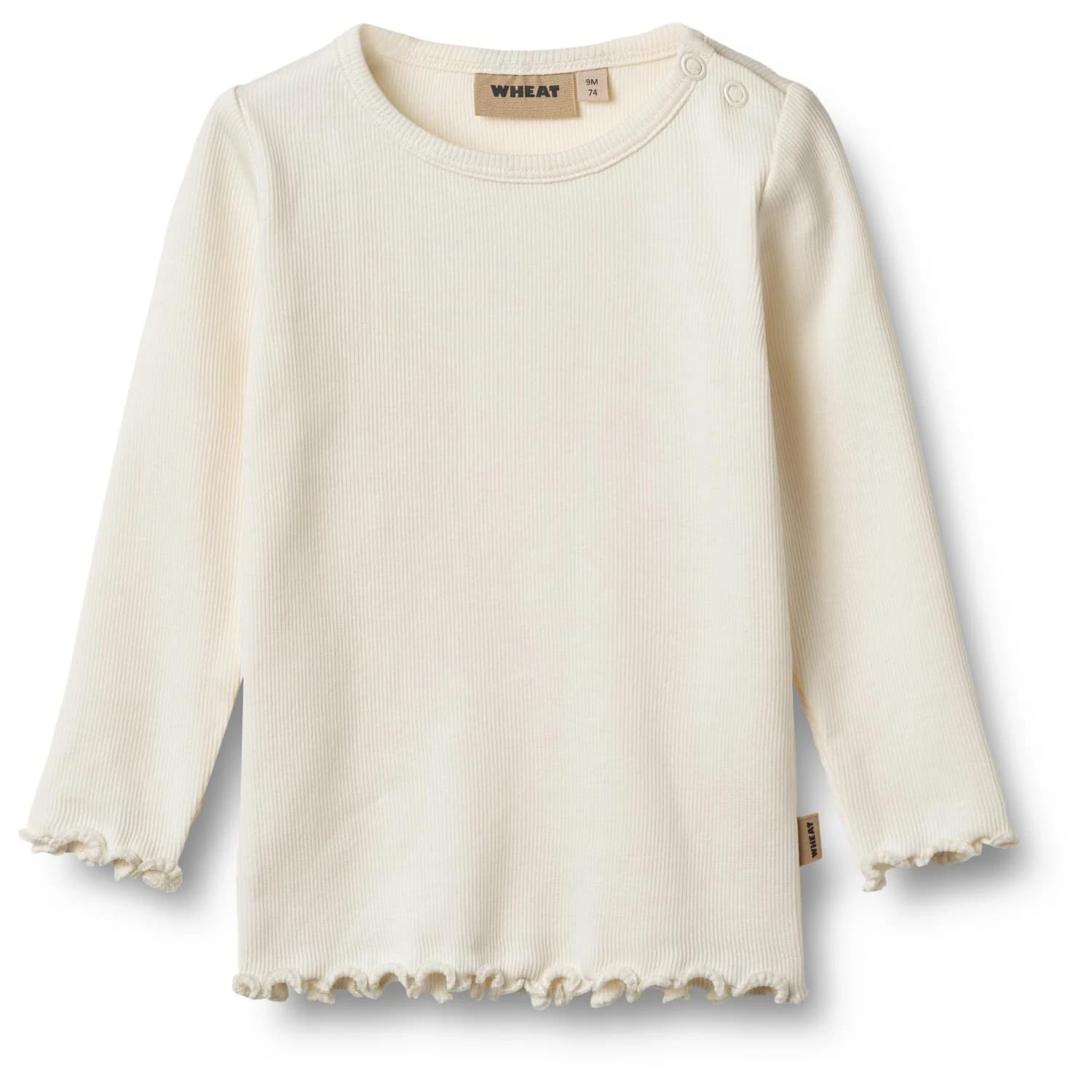 Детска блуза с дълъг ръкав WHEAT Kid's Rib T-Shirt L/S Ida Longsleeve - Ivory