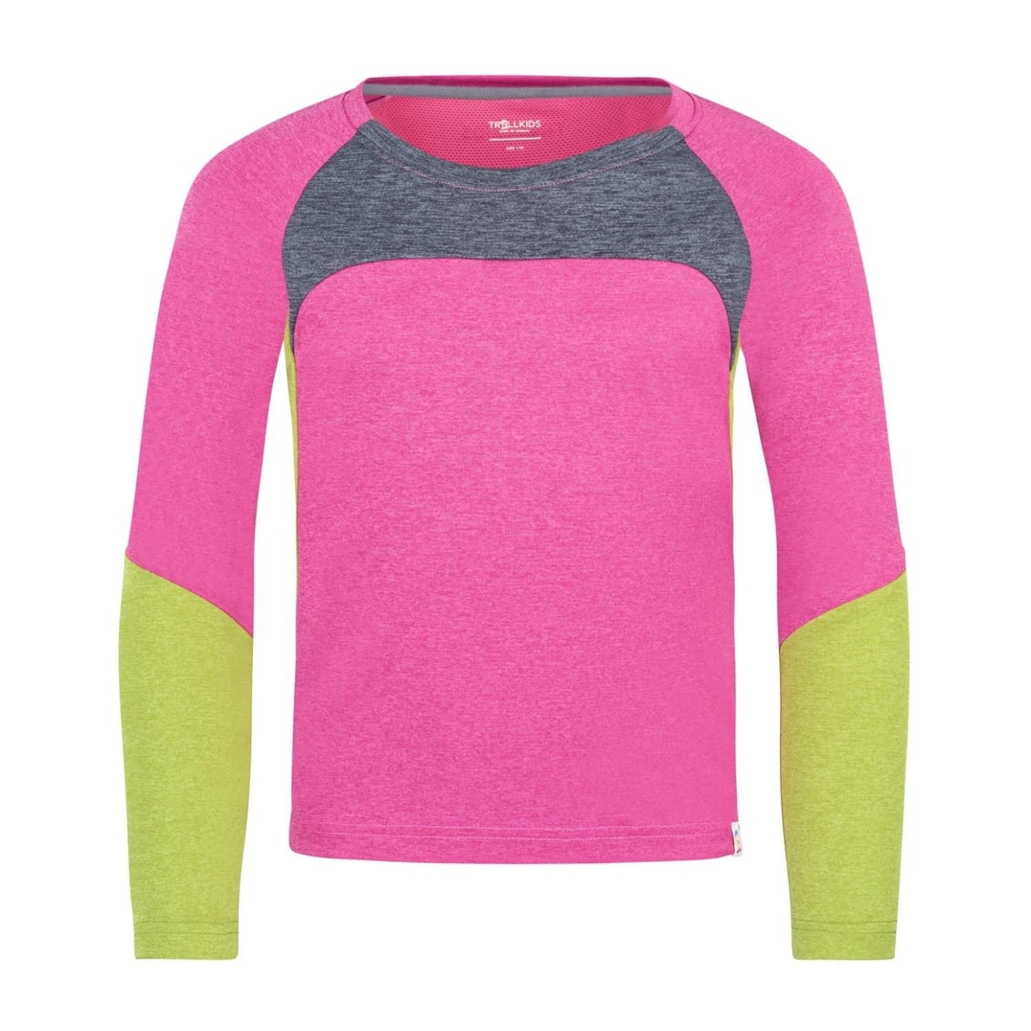Детска спортна тениска Trollkids Girl's Seiland Longsleeve Sport shirt - Fresh Berry / Graphite / Hedge Green