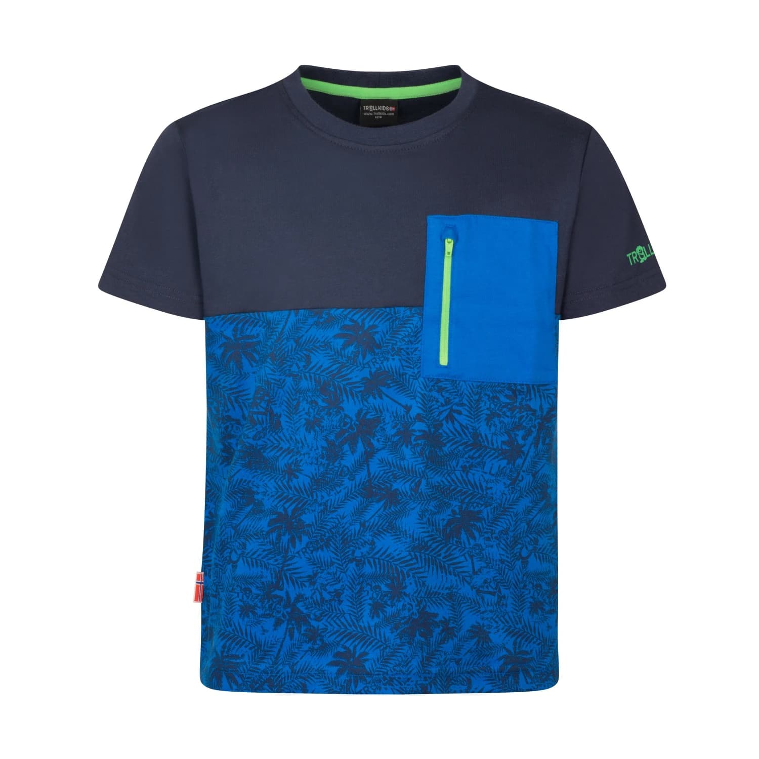 Детска тениска Trollkids Kid's Flakstad T T-shirt - Glow Blue / Navy