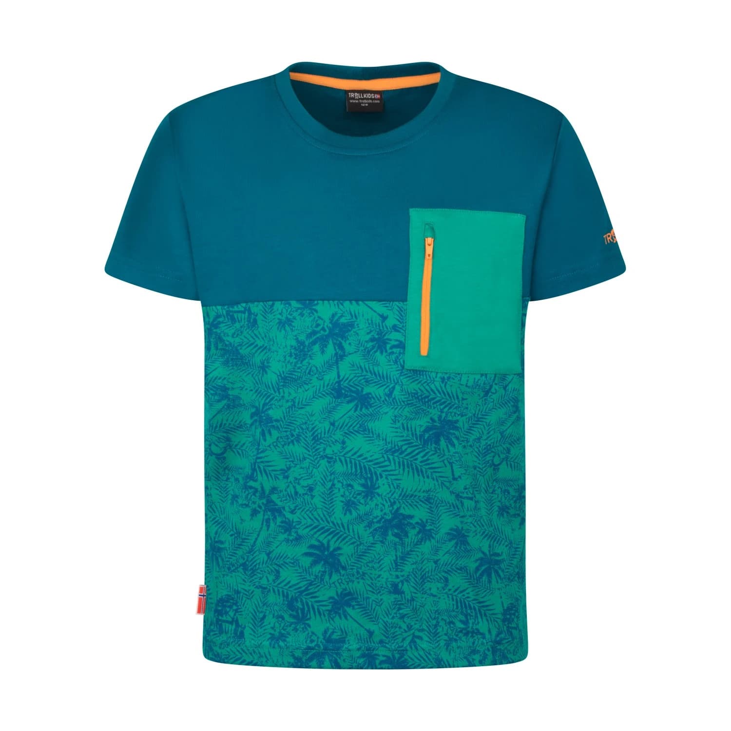 Детска тениска Trollkids Kid's Flakstad T T-shirt - Sea Green / Lagoon Green