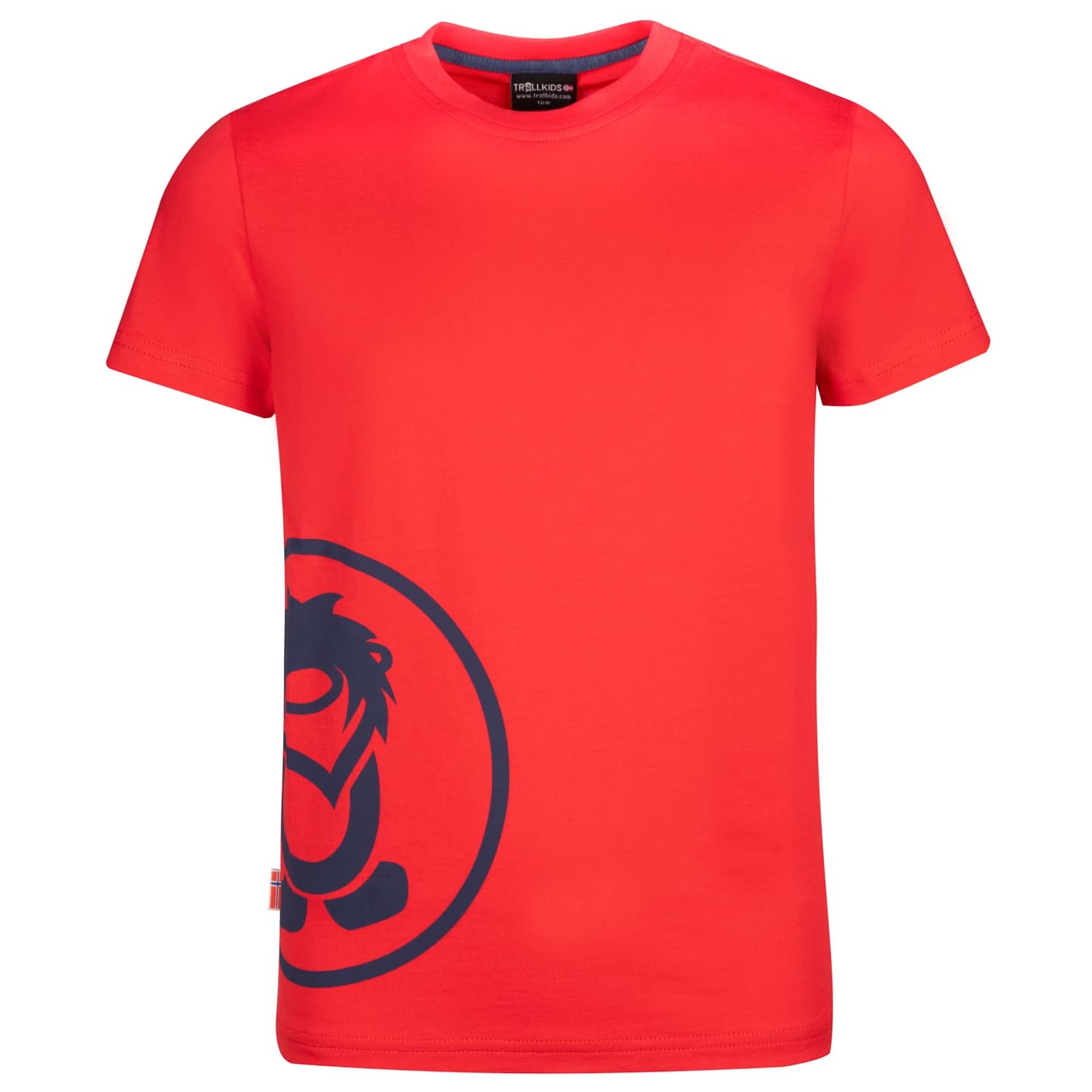 Детска тениска Trollkids Kid's Kroksand T T-shirt - Bright Red / Mystic Blue